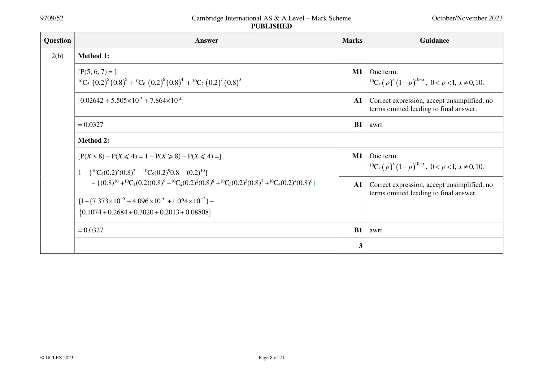 Mark scheme, page 8 of 21