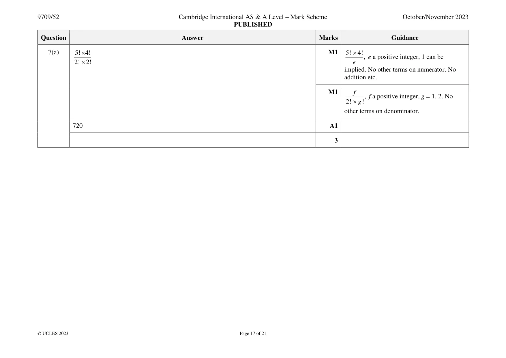 Mark scheme, page 17 of 21