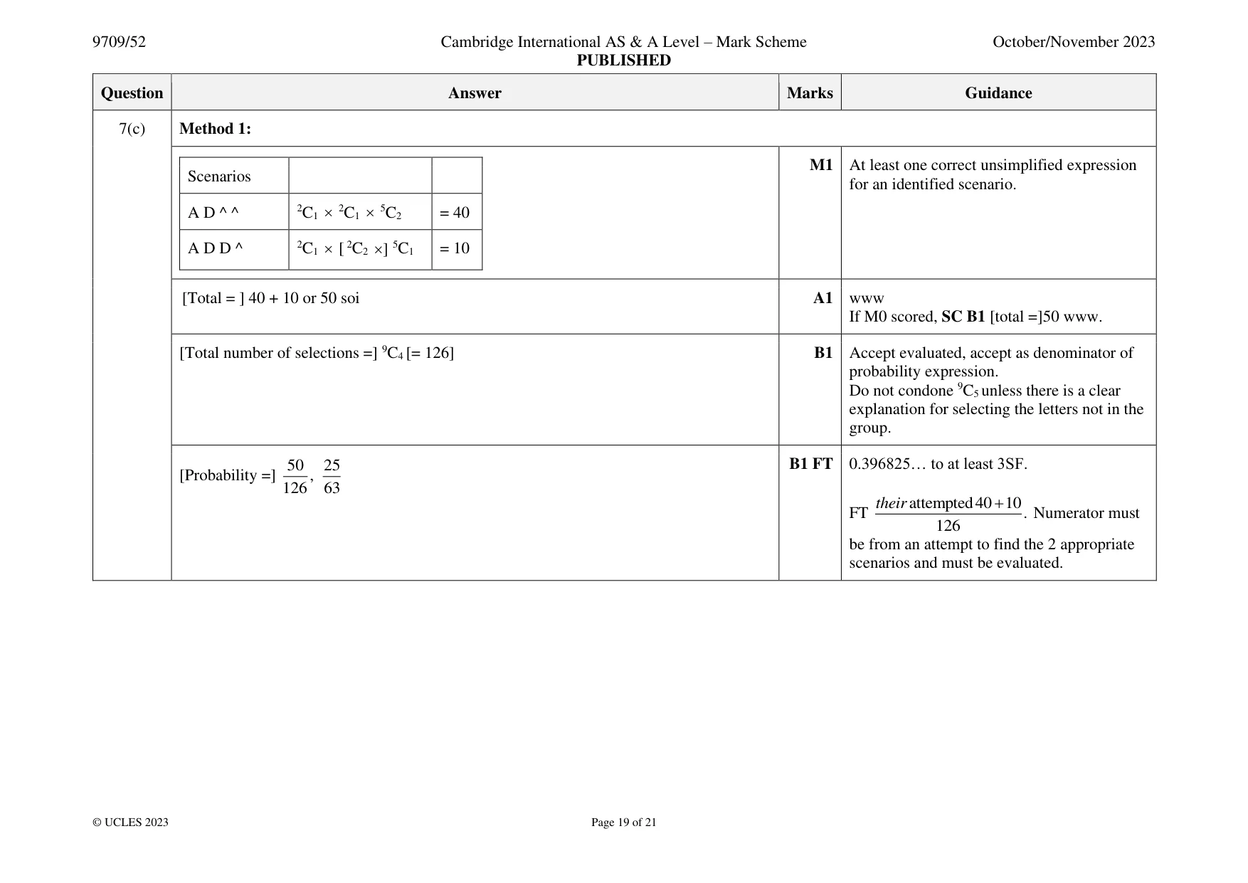 Mark scheme, page 19 of 21