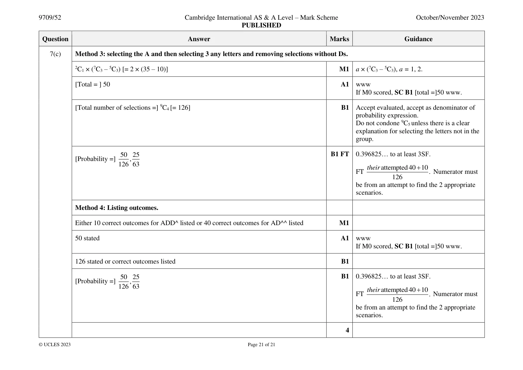 Mark scheme, page 21 of 21