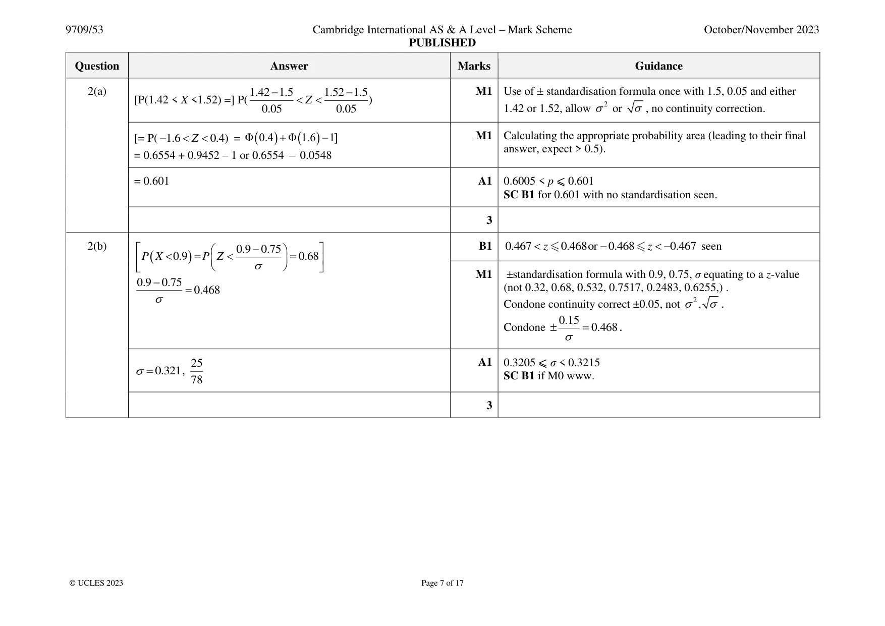 Mark scheme, page 7 of 17