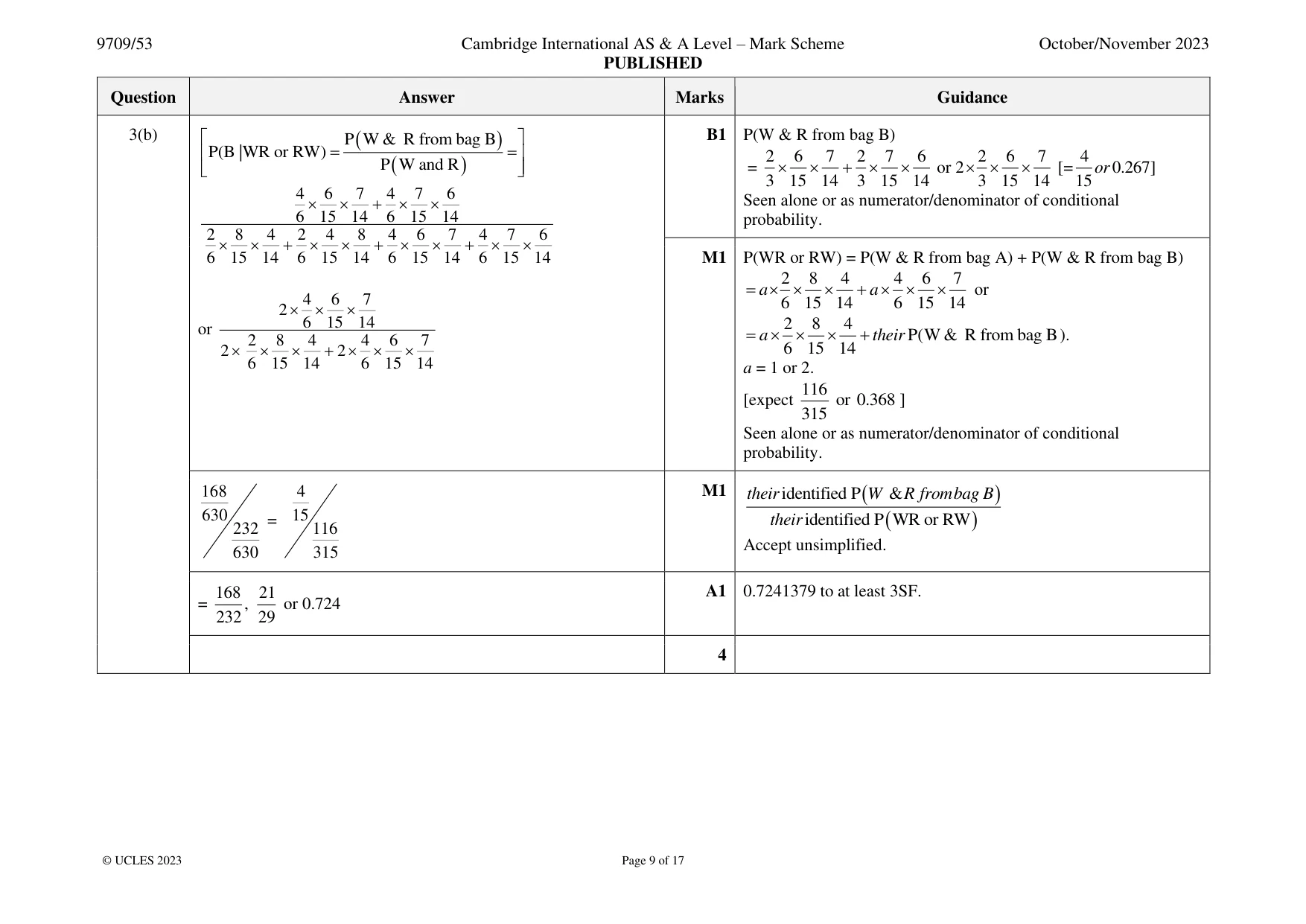 Mark scheme, page 9 of 17