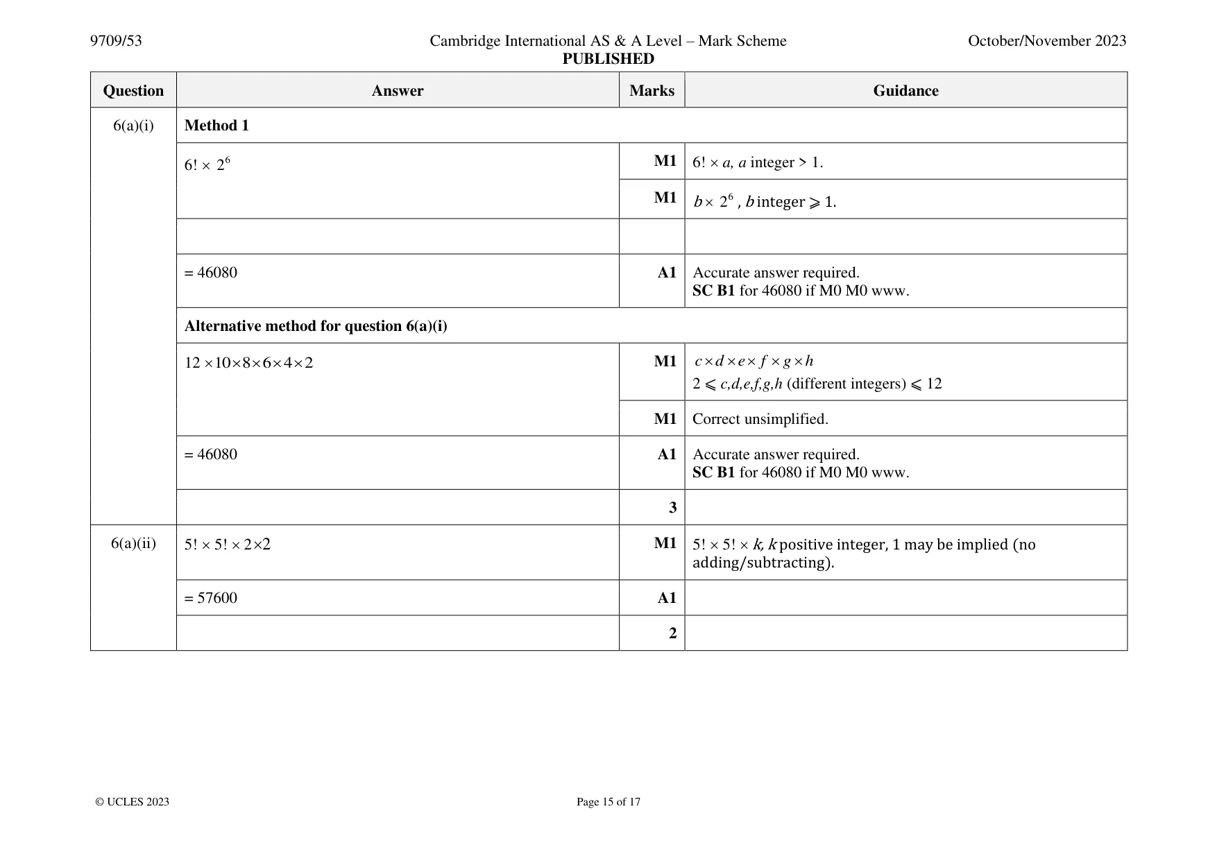 Mark scheme, page 15 of 17