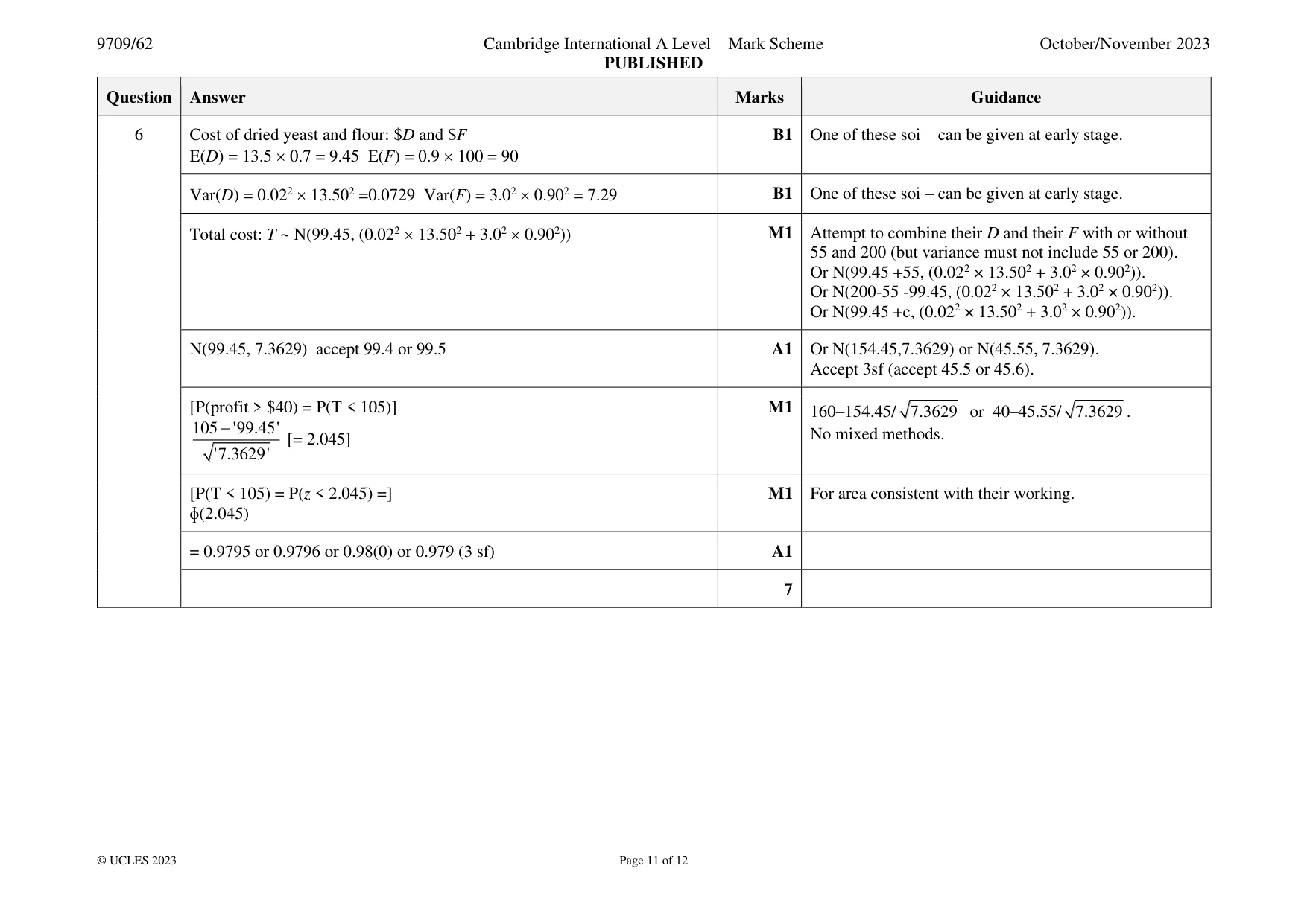 Mark scheme, page 11 of 12