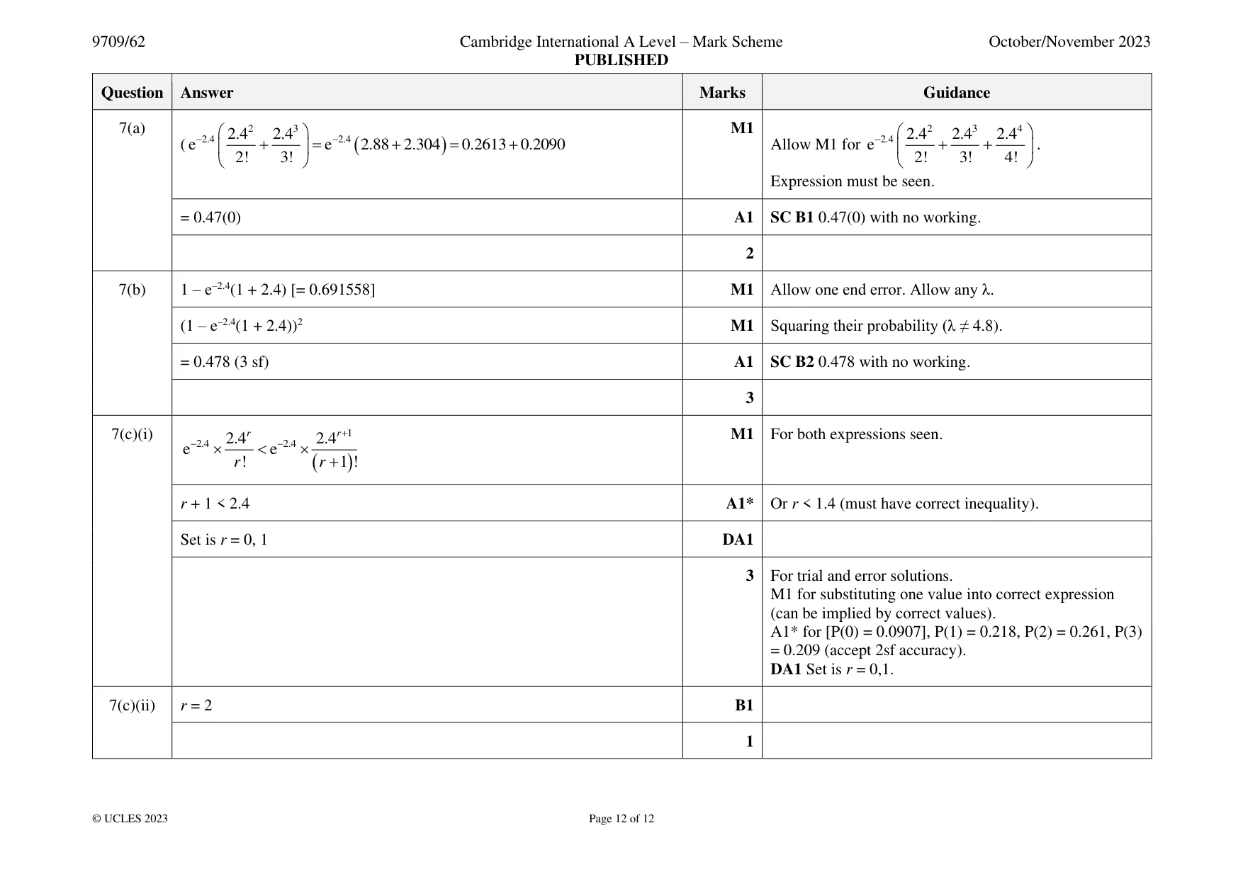 Mark scheme, page 12 of 12