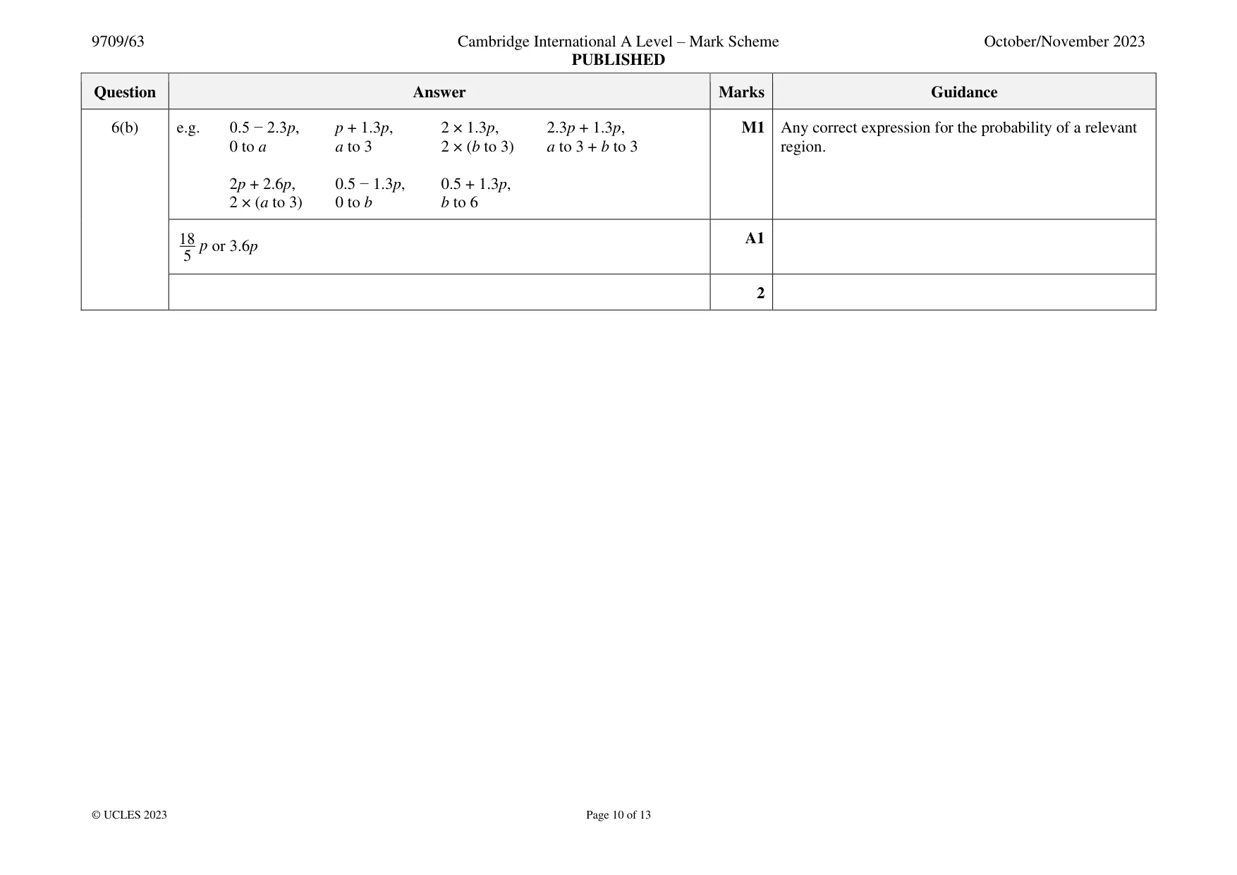 Mark scheme, page 10 of 13
