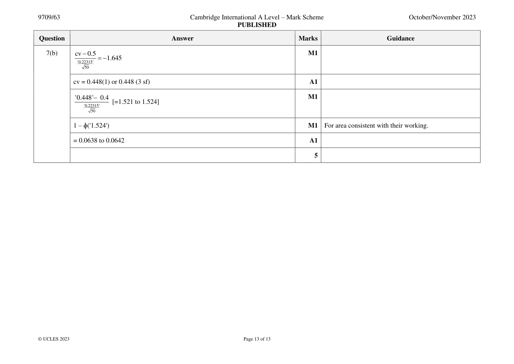 Mark scheme, page 13 of 13