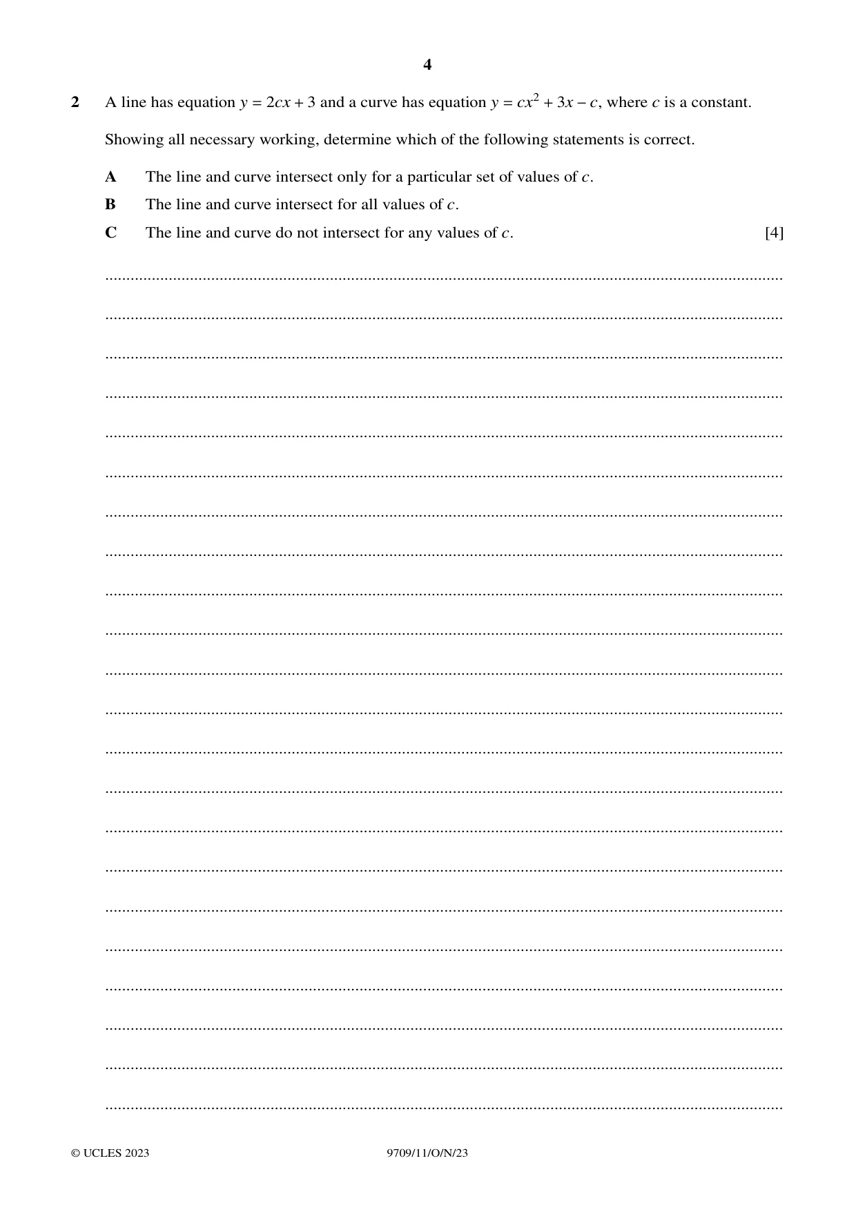 Cambridge A Level Mathematics 9709 2023 Oct/Nov Paper 1 · Variant 1 question paper, page 4 of 20