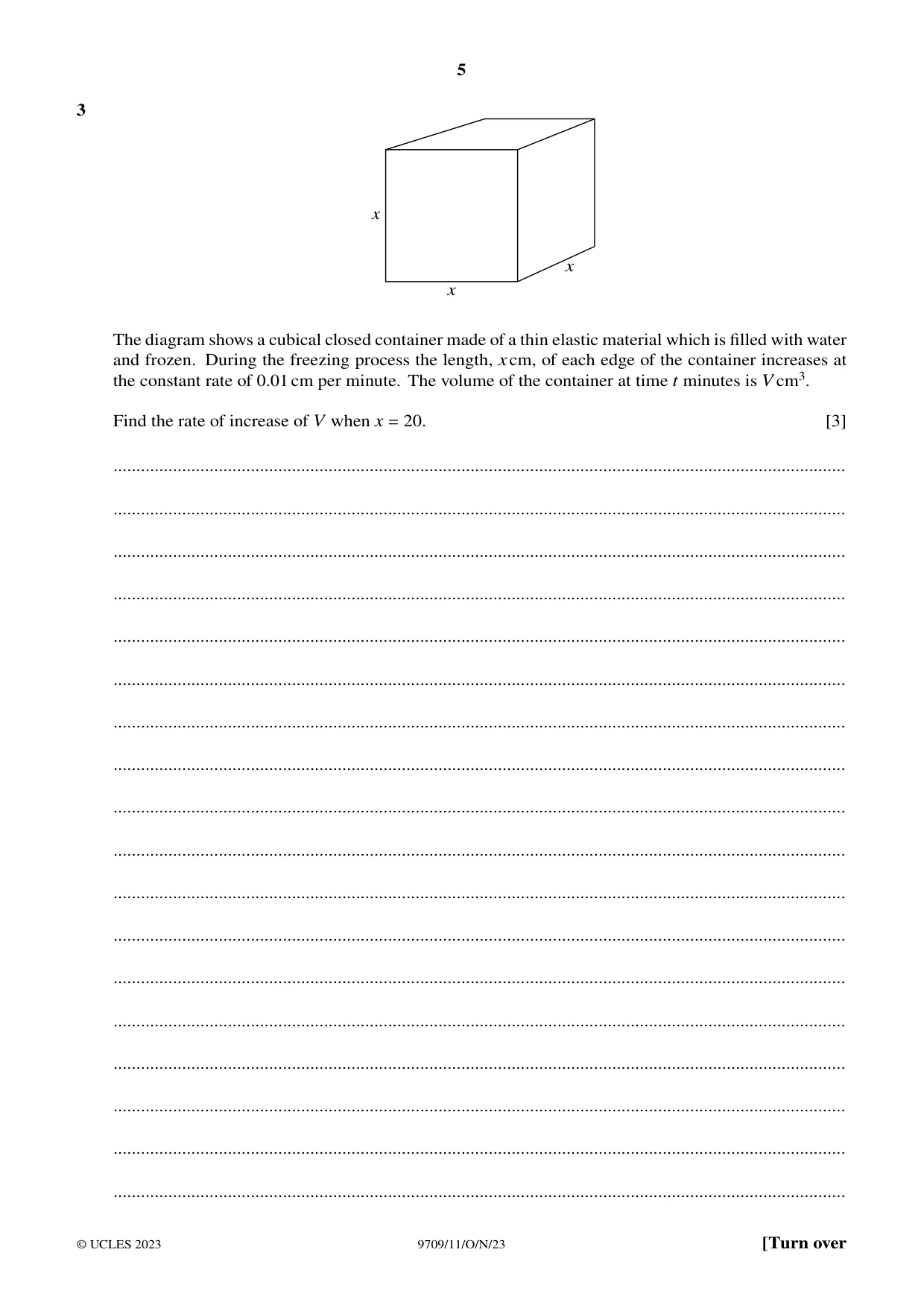 Cambridge A Level Mathematics 9709 2023 Oct/Nov Paper 1 · Variant 1 question paper, page 5 of 20