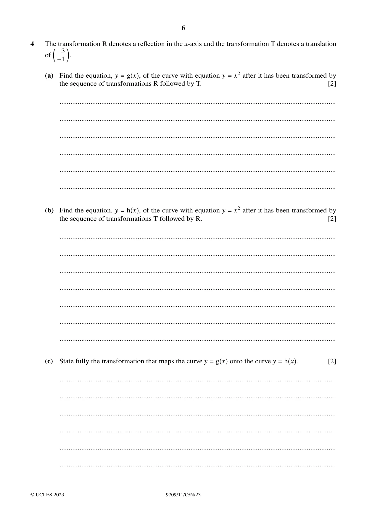 Cambridge A Level Mathematics 9709 2023 Oct/Nov Paper 1 · Variant 1 question paper, page 6 of 20