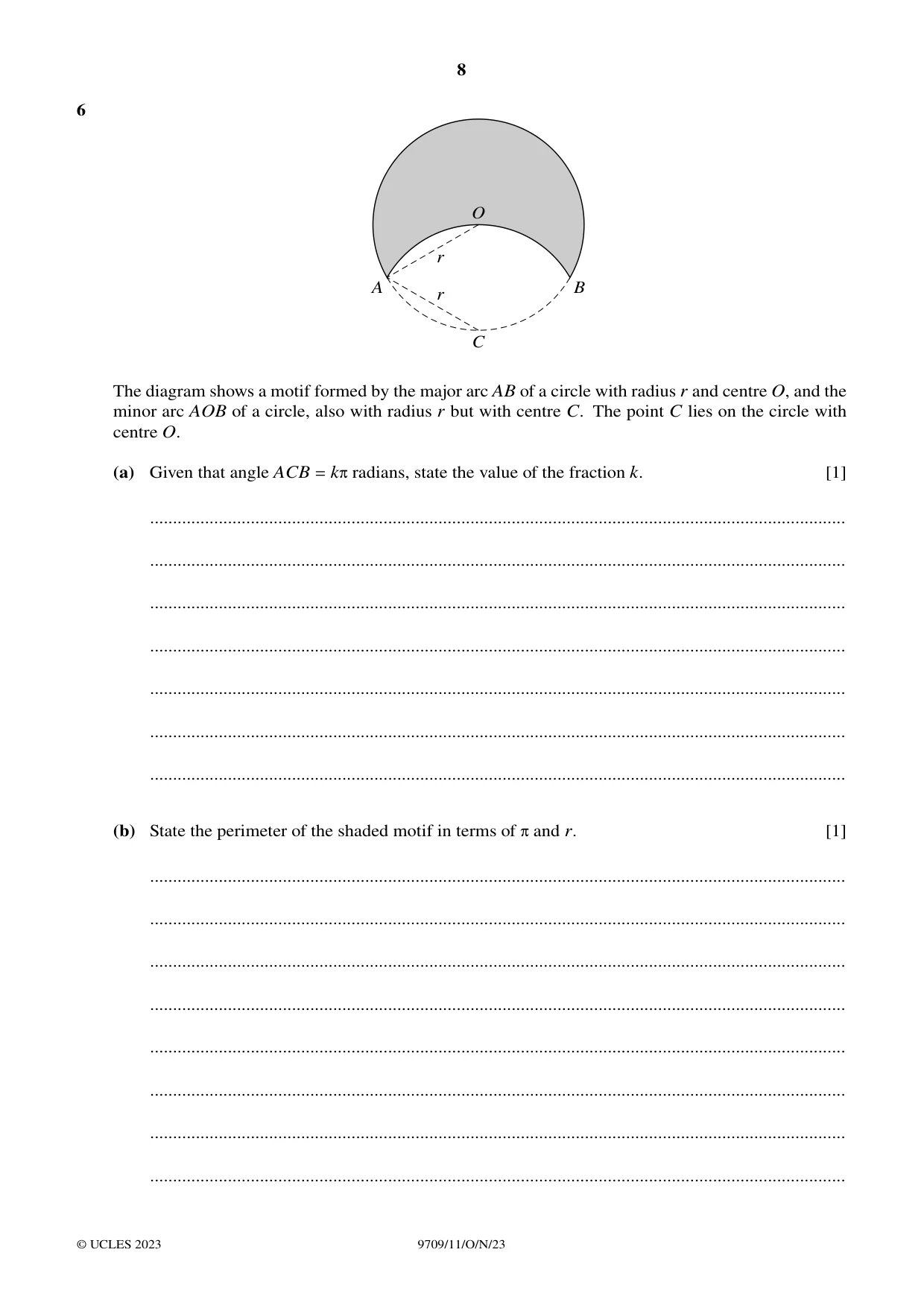 Cambridge A Level Mathematics 9709 2023 Oct/Nov Paper 1 · Variant 1 question paper, page 8 of 20