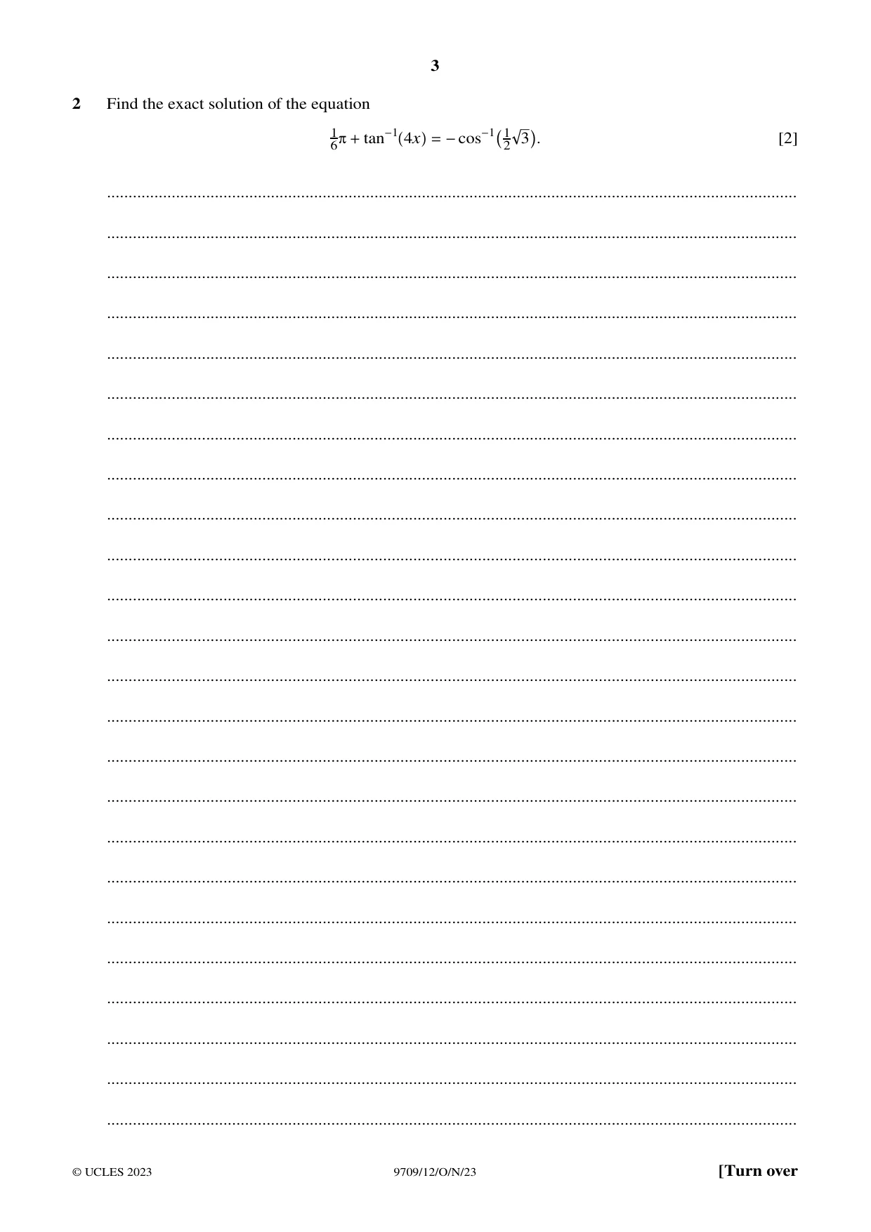Cambridge A Level Mathematics 9709 2023 Oct/Nov Paper 1 · Variant 2 question paper, page 3 of 20