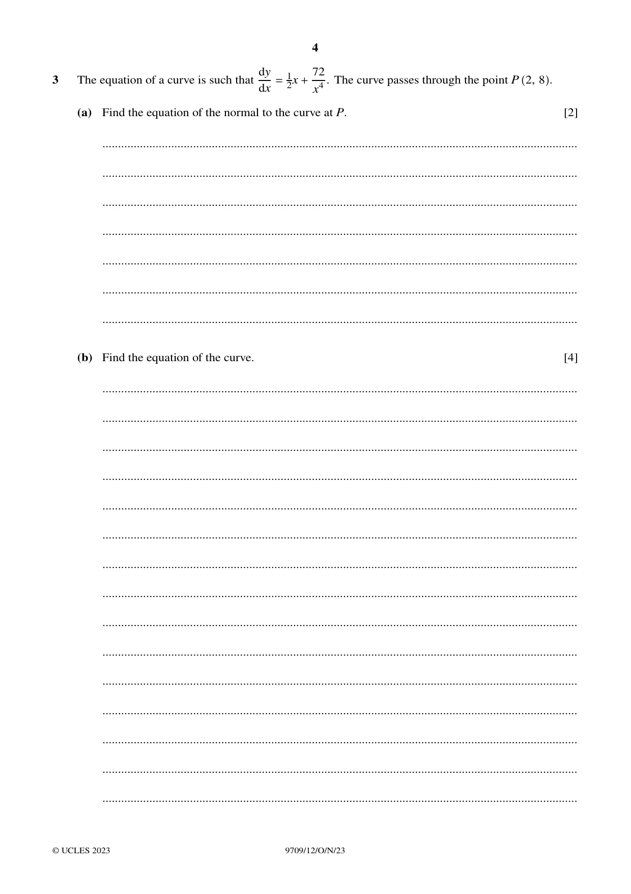 Cambridge A Level Mathematics 9709 2023 Oct/Nov Paper 1 · Variant 2 question paper, page 4 of 20