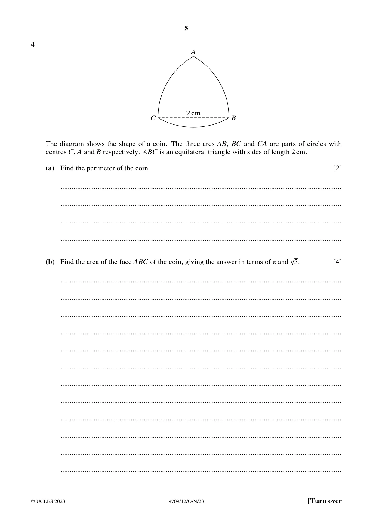 Cambridge A Level Mathematics 9709 2023 Oct/Nov Paper 1 · Variant 2 question paper, page 5 of 20