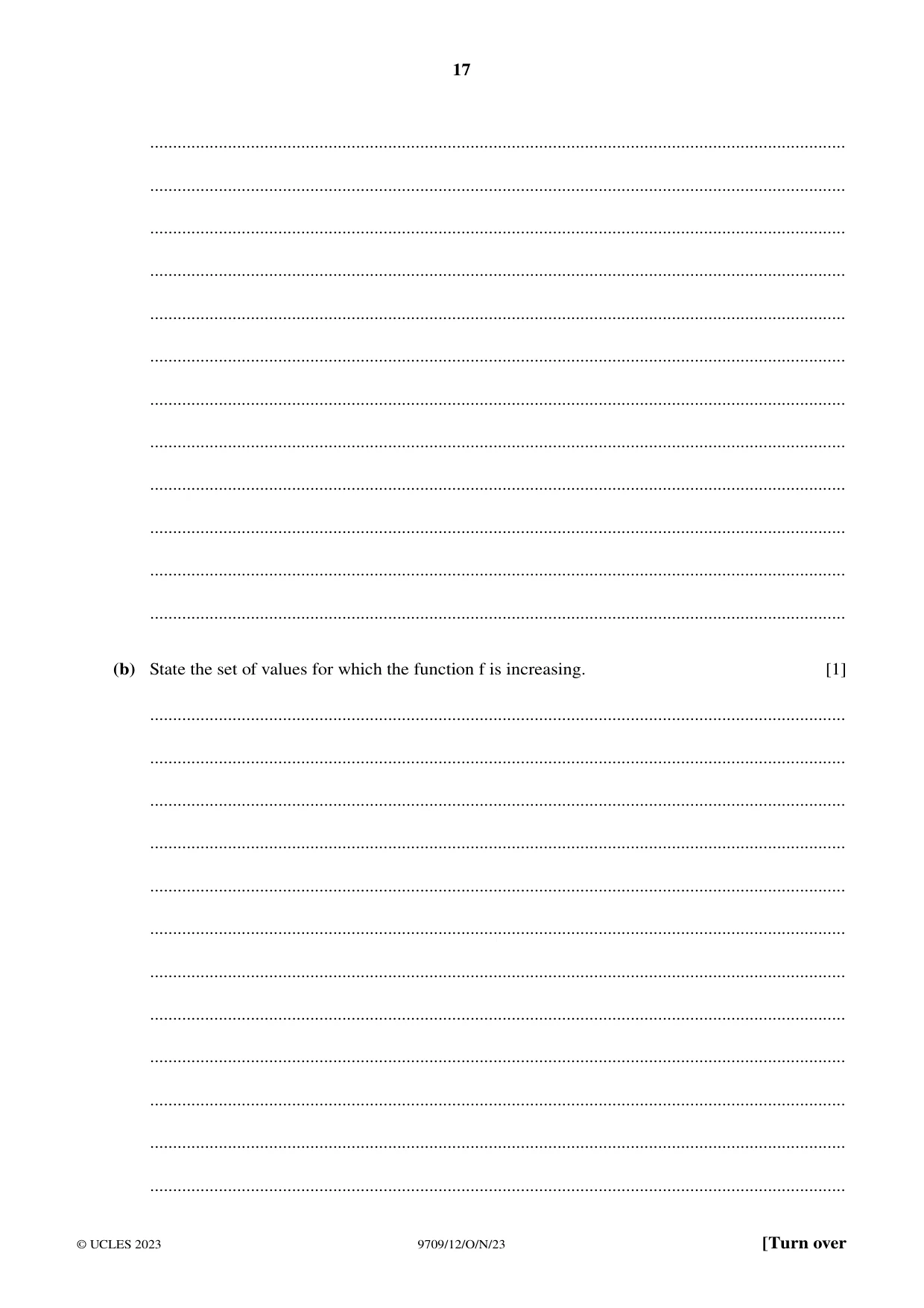 Cambridge A Level Mathematics 9709 2023 Oct/Nov Paper 1 · Variant 2 question paper, page 17 of 20