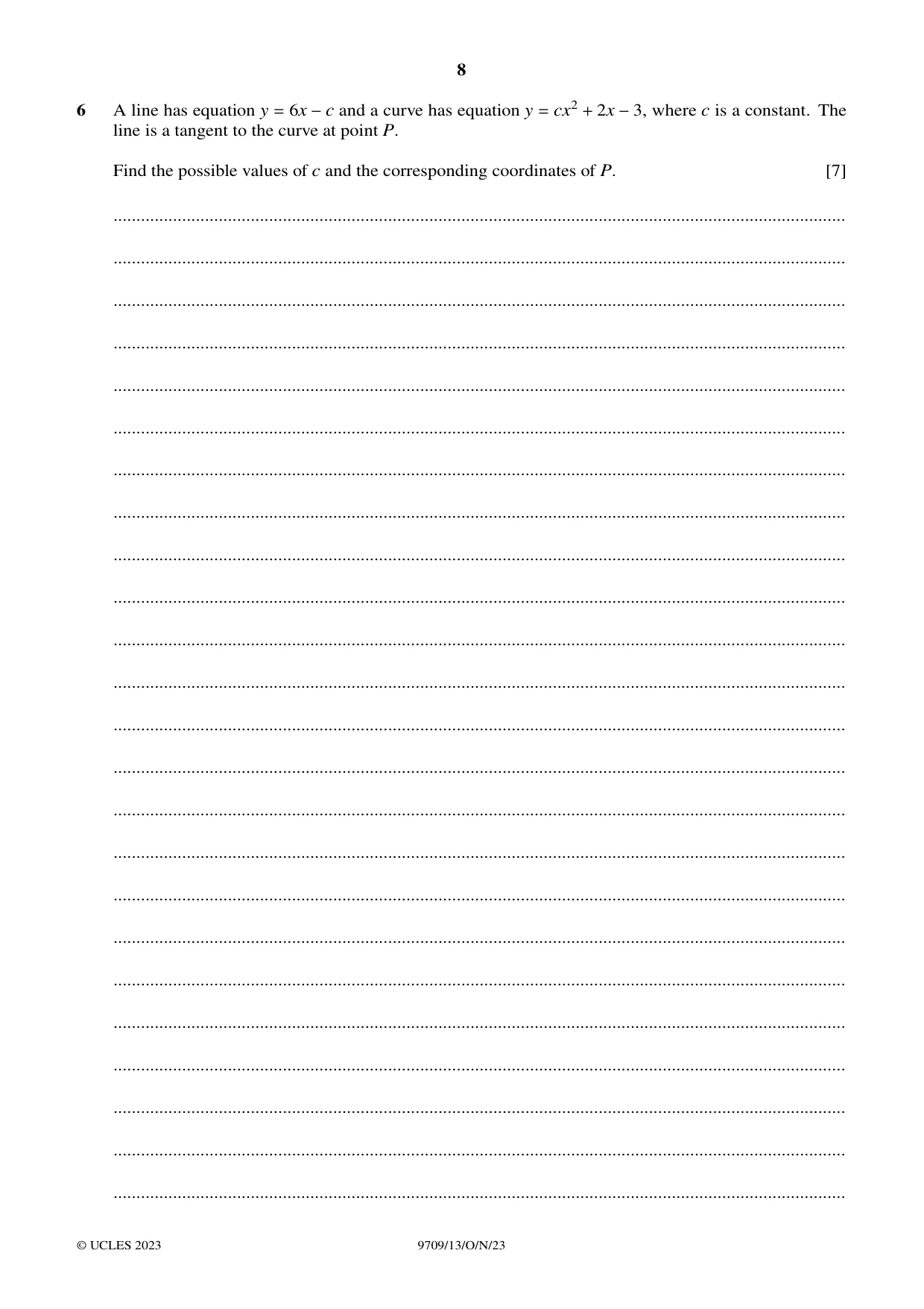 Cambridge A Level Mathematics 9709 2023 Oct/Nov Paper 1 · Variant 3 question paper, page 8 of 16