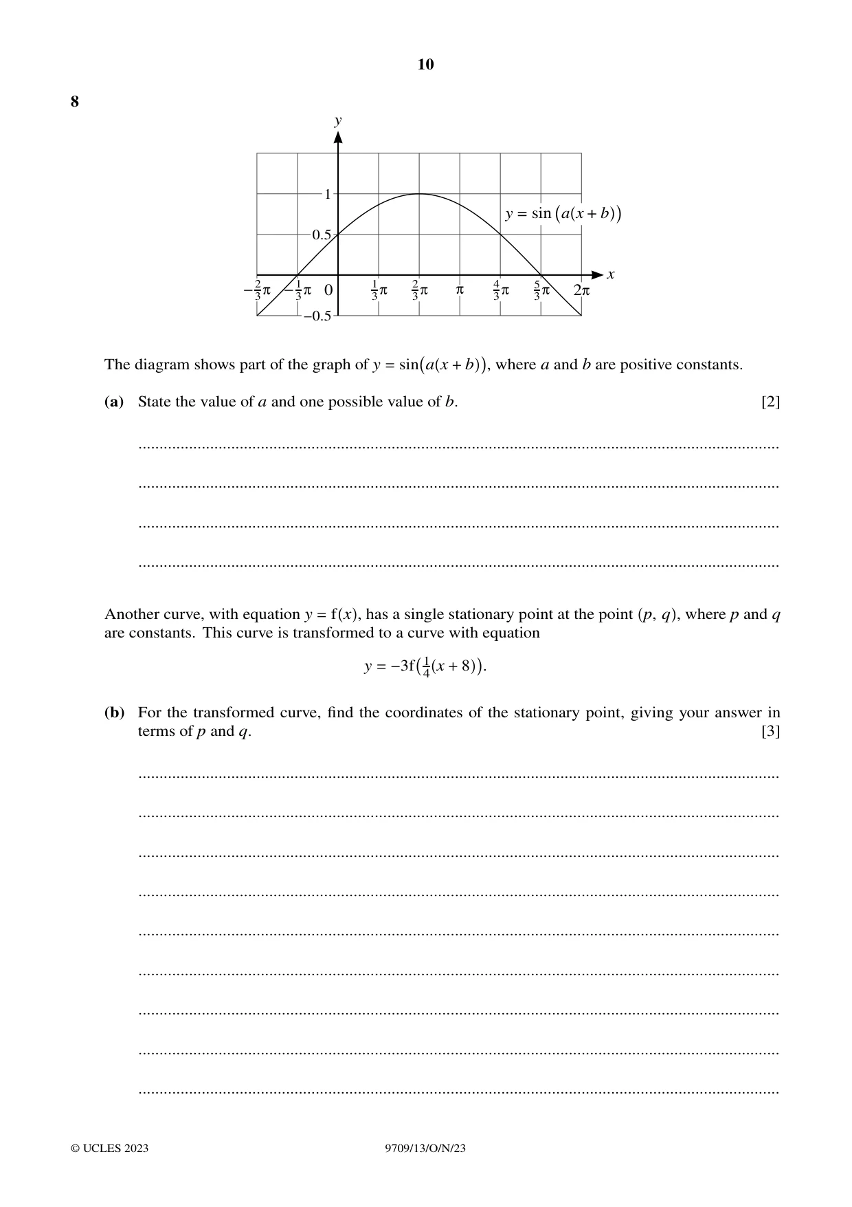 Cambridge A Level Mathematics 9709 2023 Oct/Nov Paper 1 · Variant 3 question paper, page 10 of 16