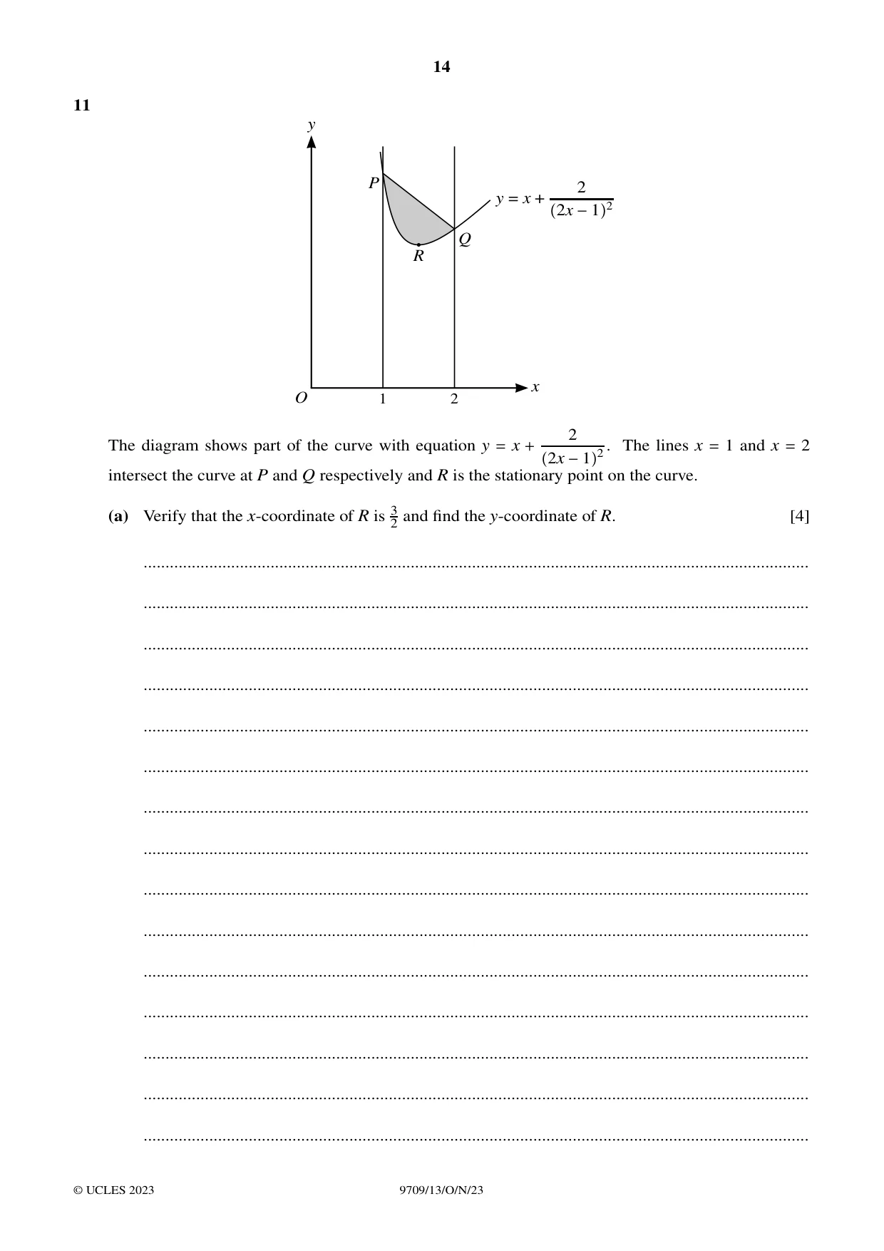 Cambridge A Level Mathematics 9709 2023 Oct/Nov Paper 1 · Variant 3 question paper, page 14 of 16