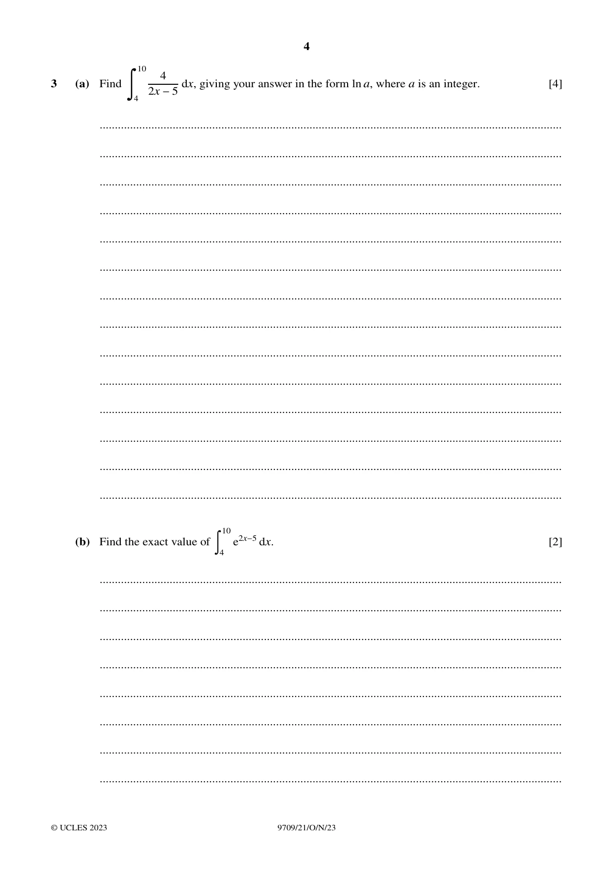 Cambridge A Level Mathematics 9709 2023 Oct/Nov Paper 2 · Variant 1 question paper, page 4 of 12