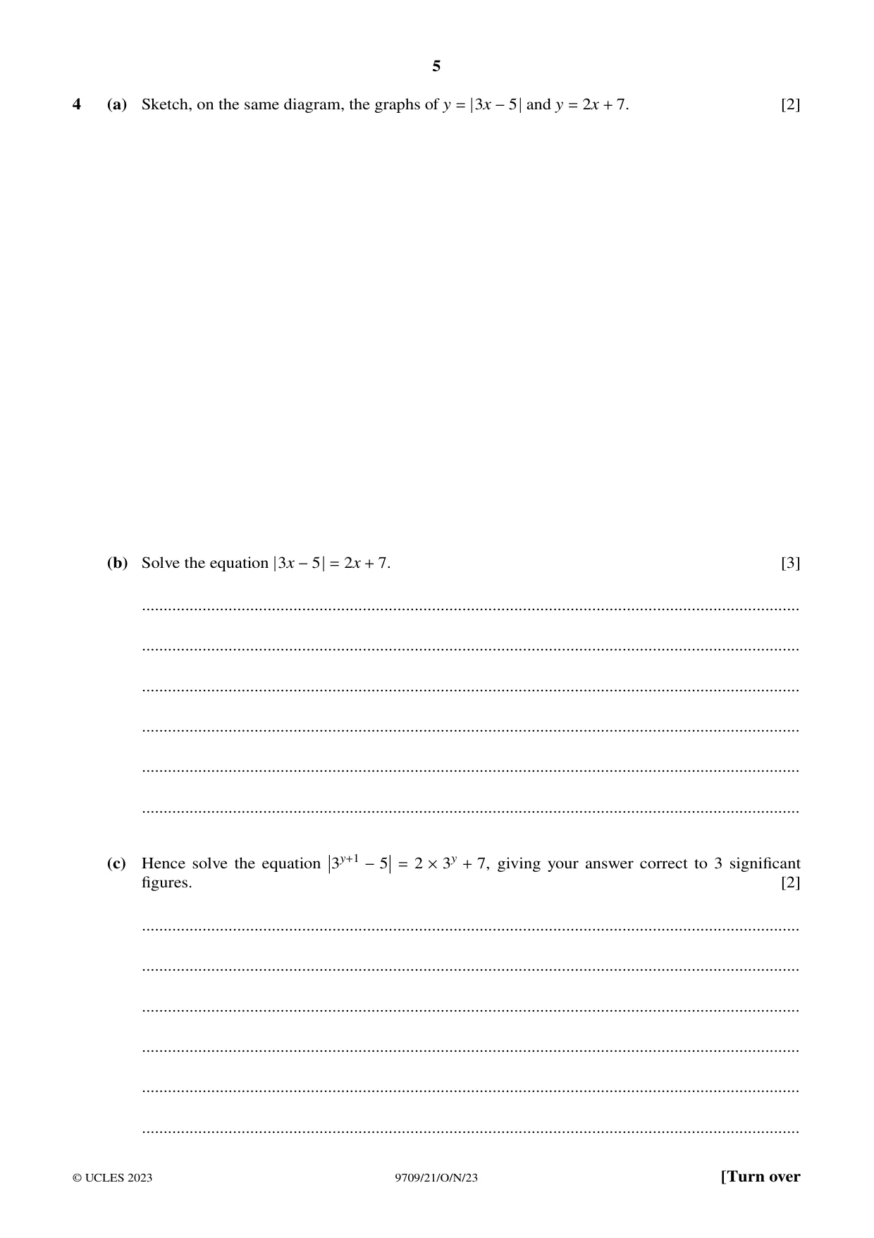 Cambridge A Level Mathematics 9709 2023 Oct/Nov Paper 2 · Variant 1 question paper, page 5 of 12