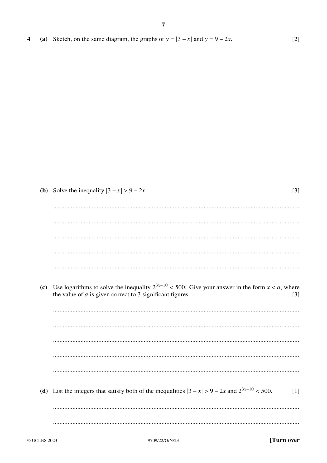 Cambridge A Level Mathematics 9709 2023 Oct/Nov Paper 2 · Variant 2 question paper, page 7 of 16