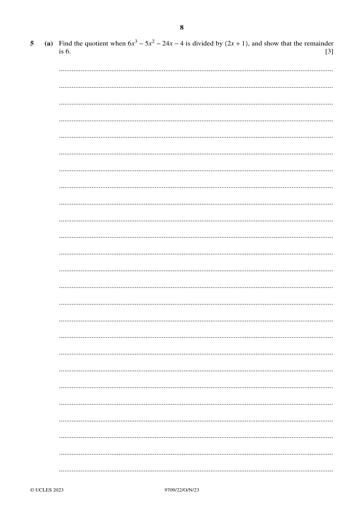 Cambridge A Level Mathematics 9709 2023 Oct/Nov Paper 2 · Variant 2 question paper, page 8 of 16
