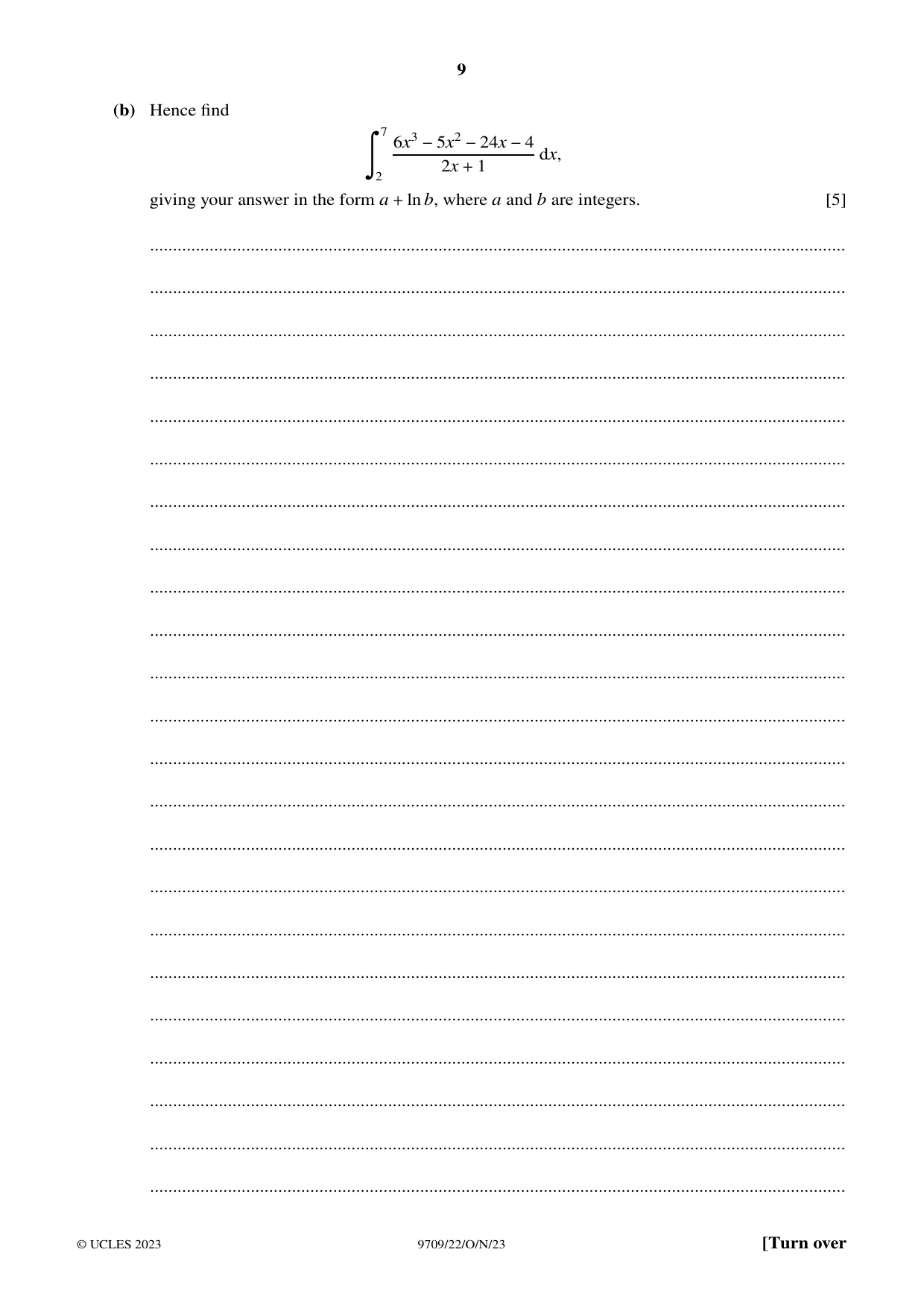 Cambridge A Level Mathematics 9709 2023 Oct/Nov Paper 2 · Variant 2 question paper, page 9 of 16
