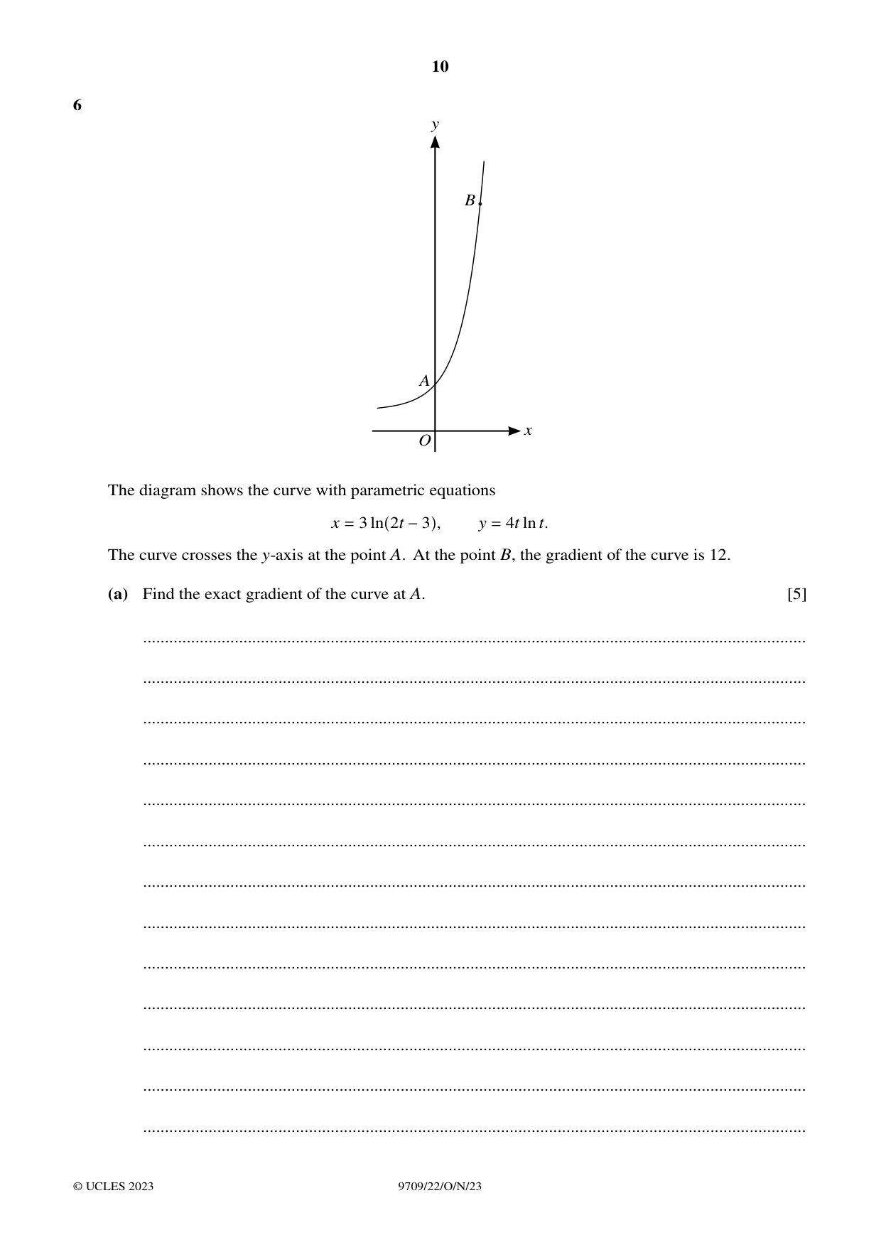 Cambridge A Level Mathematics 9709 2023 Oct/Nov Paper 2 · Variant 2 question paper, page 10 of 16