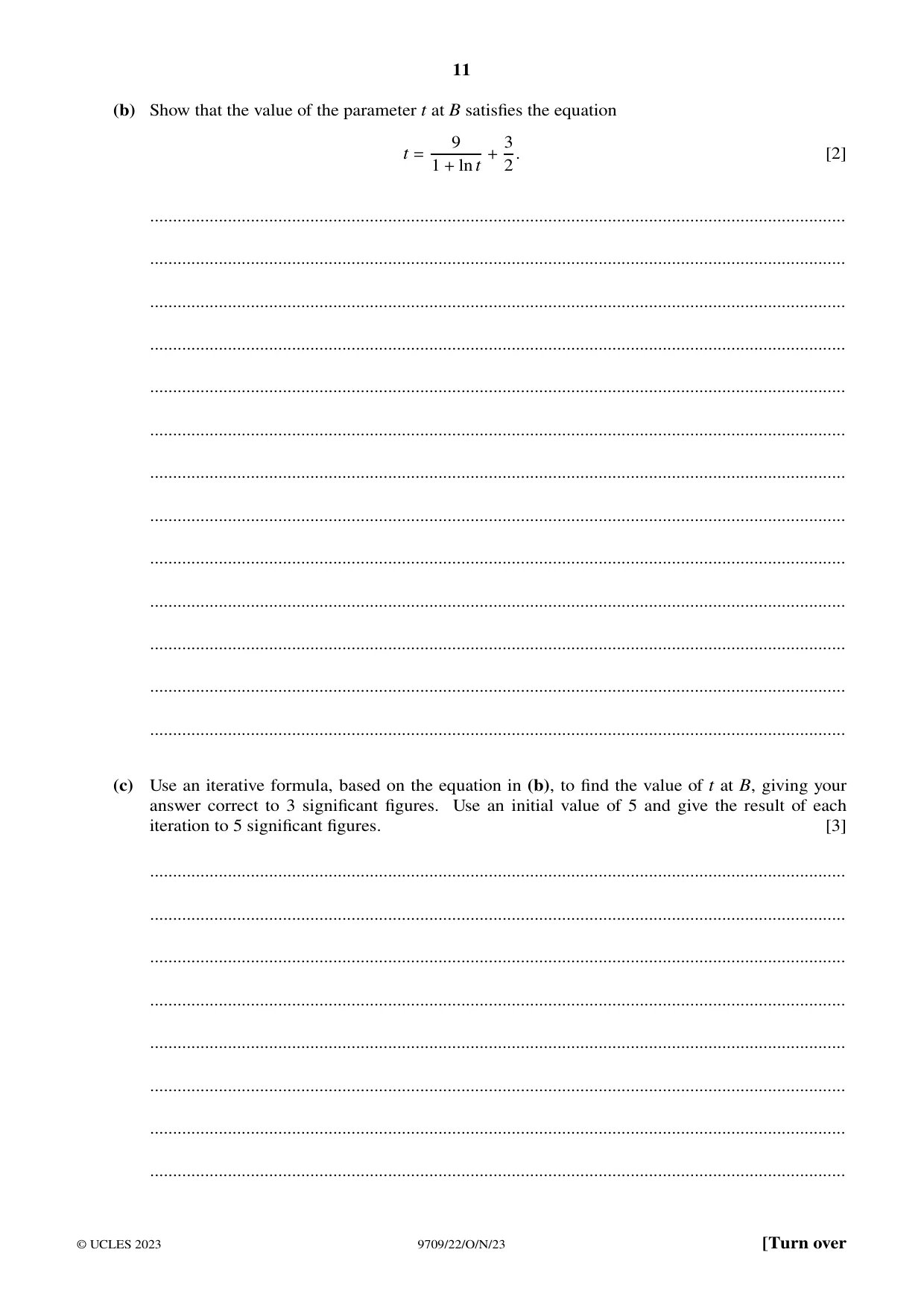 Cambridge A Level Mathematics 9709 2023 Oct/Nov Paper 2 · Variant 2 question paper, page 11 of 16
