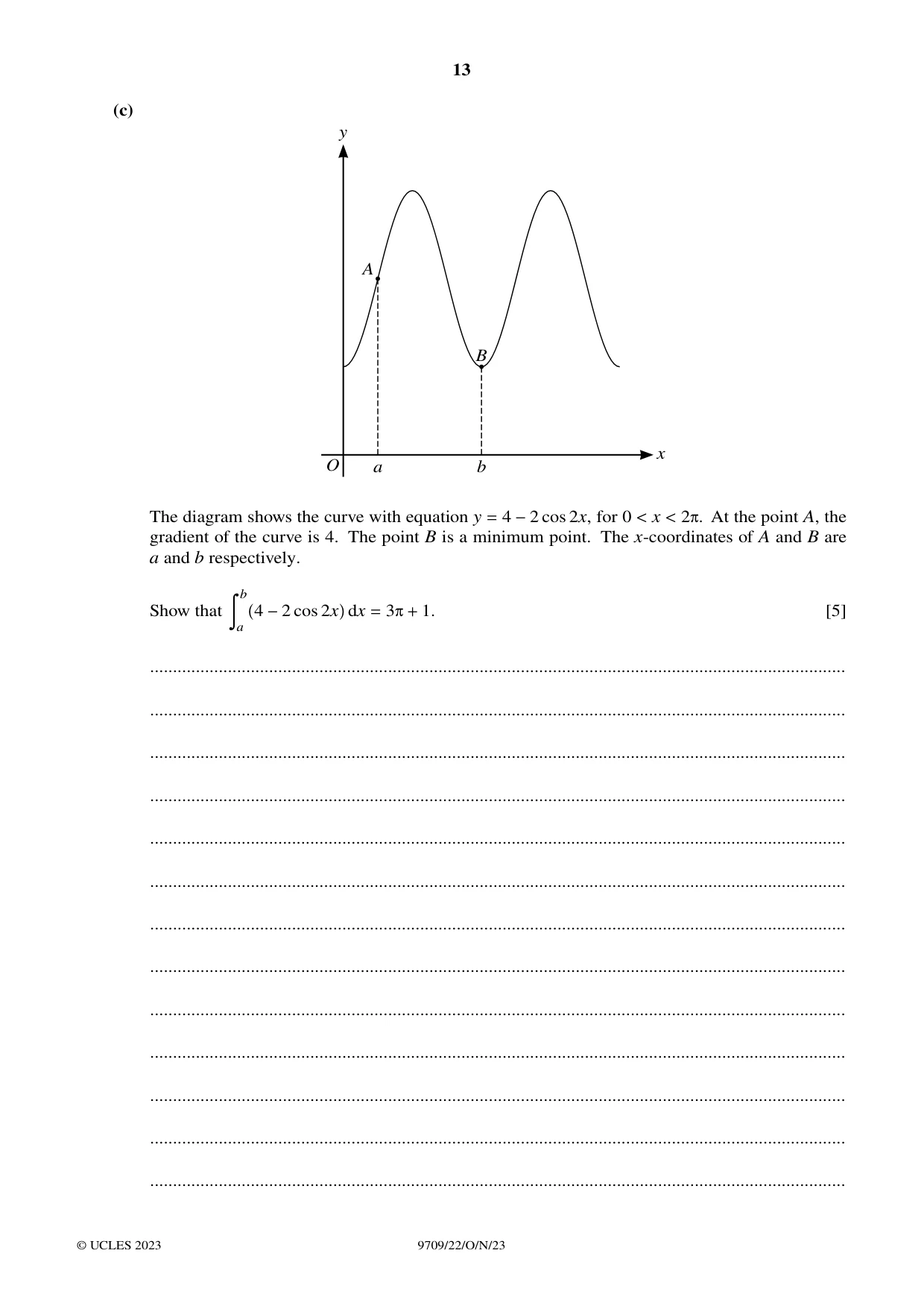 Cambridge A Level Mathematics 9709 2023 Oct/Nov Paper 2 · Variant 2 question paper, page 13 of 16