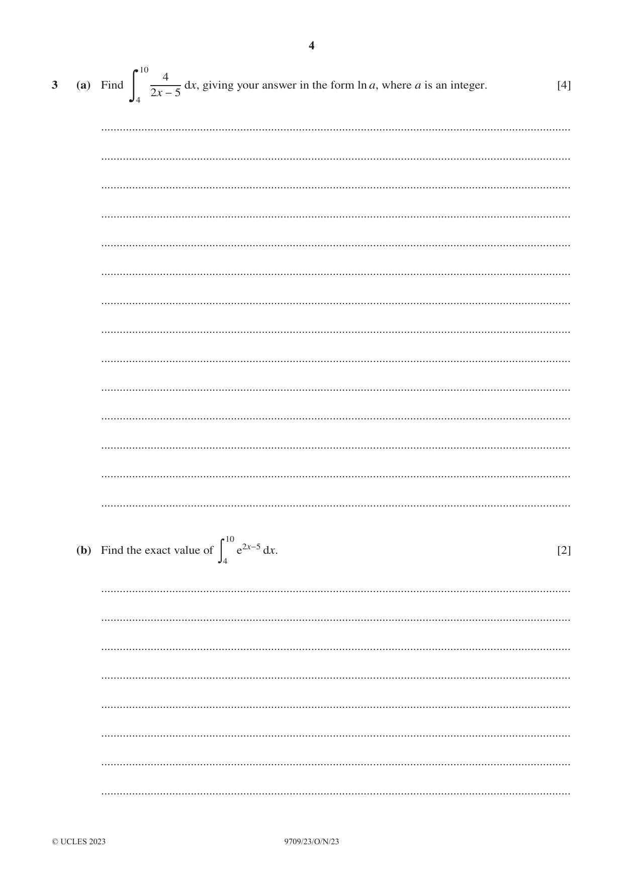 Cambridge A Level Mathematics 9709 2023 Oct/Nov Paper 2 · Variant 3 question paper, page 4 of 12