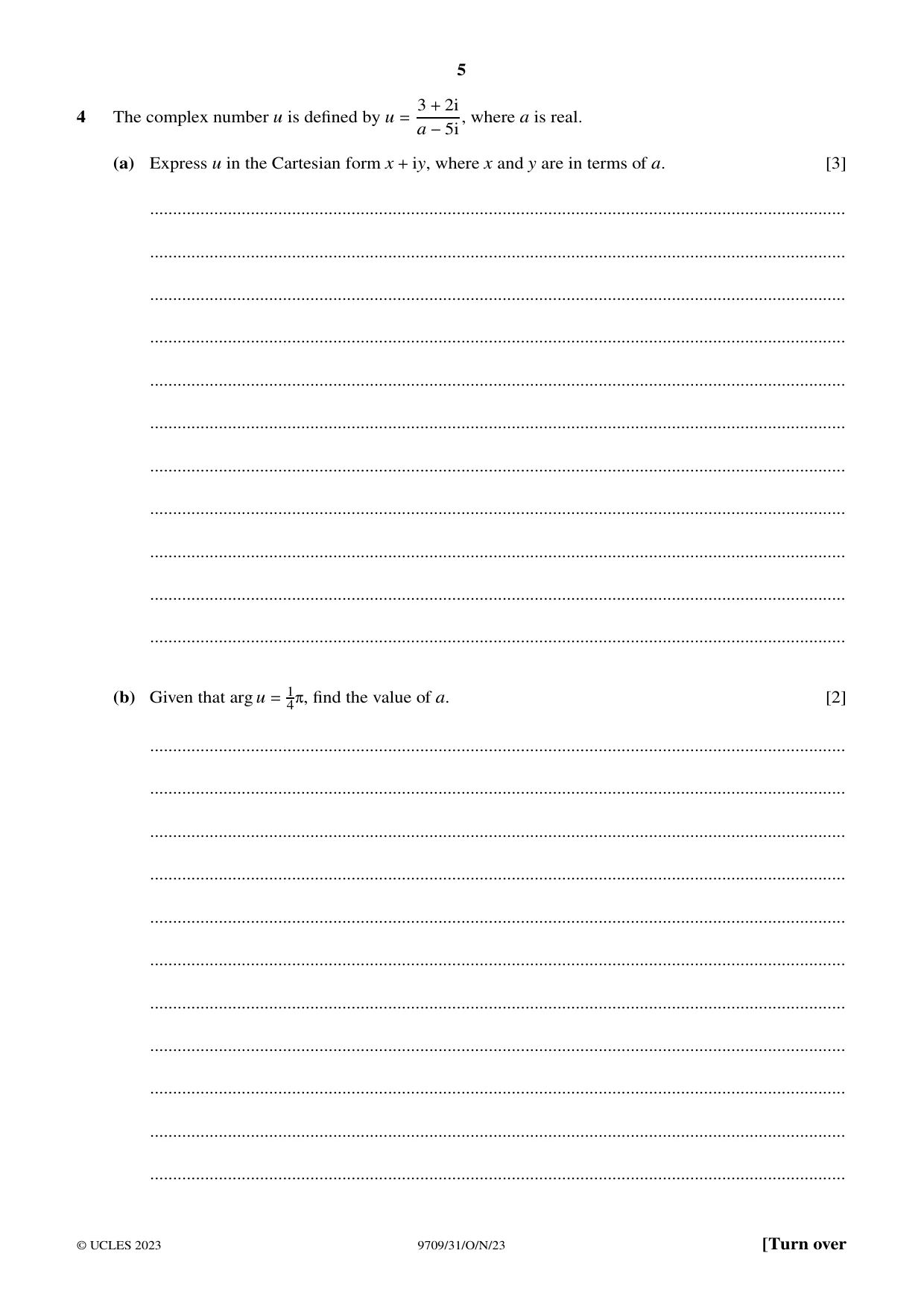 Cambridge A Level Mathematics 9709 2023 Oct/Nov Paper 3 · Variant 1 question paper, page 5 of 20