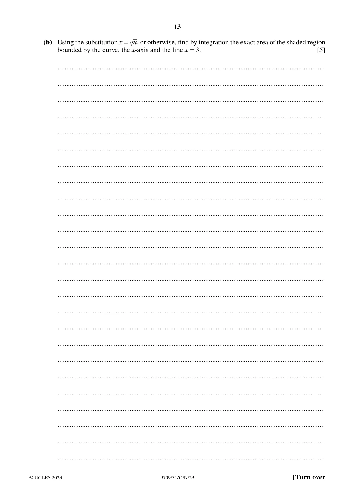 Cambridge A Level Mathematics 9709 2023 Oct/Nov Paper 3 · Variant 1 question paper, page 13 of 20