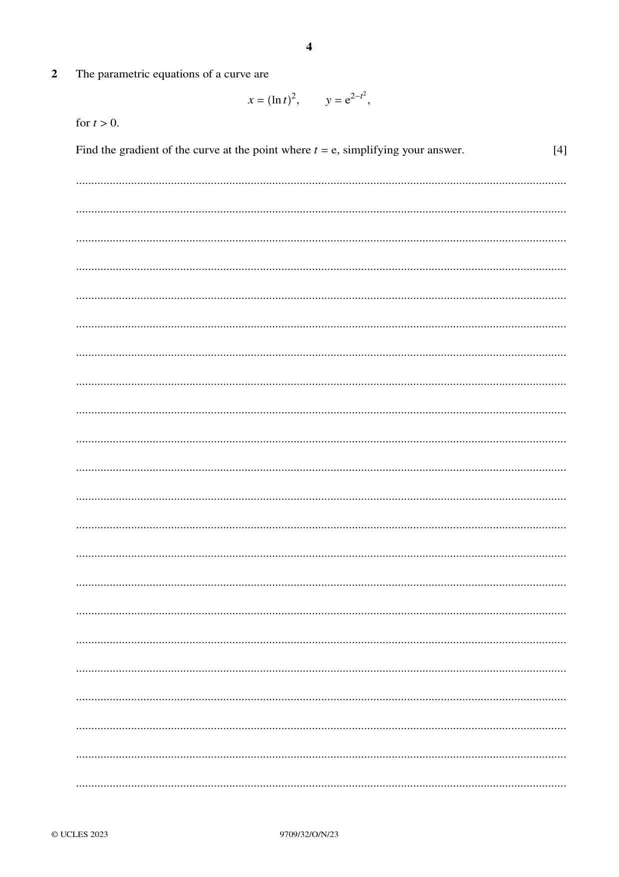 Cambridge A Level Mathematics 9709 2023 Oct/Nov Paper 3 · Variant 2 question paper, page 4 of 20