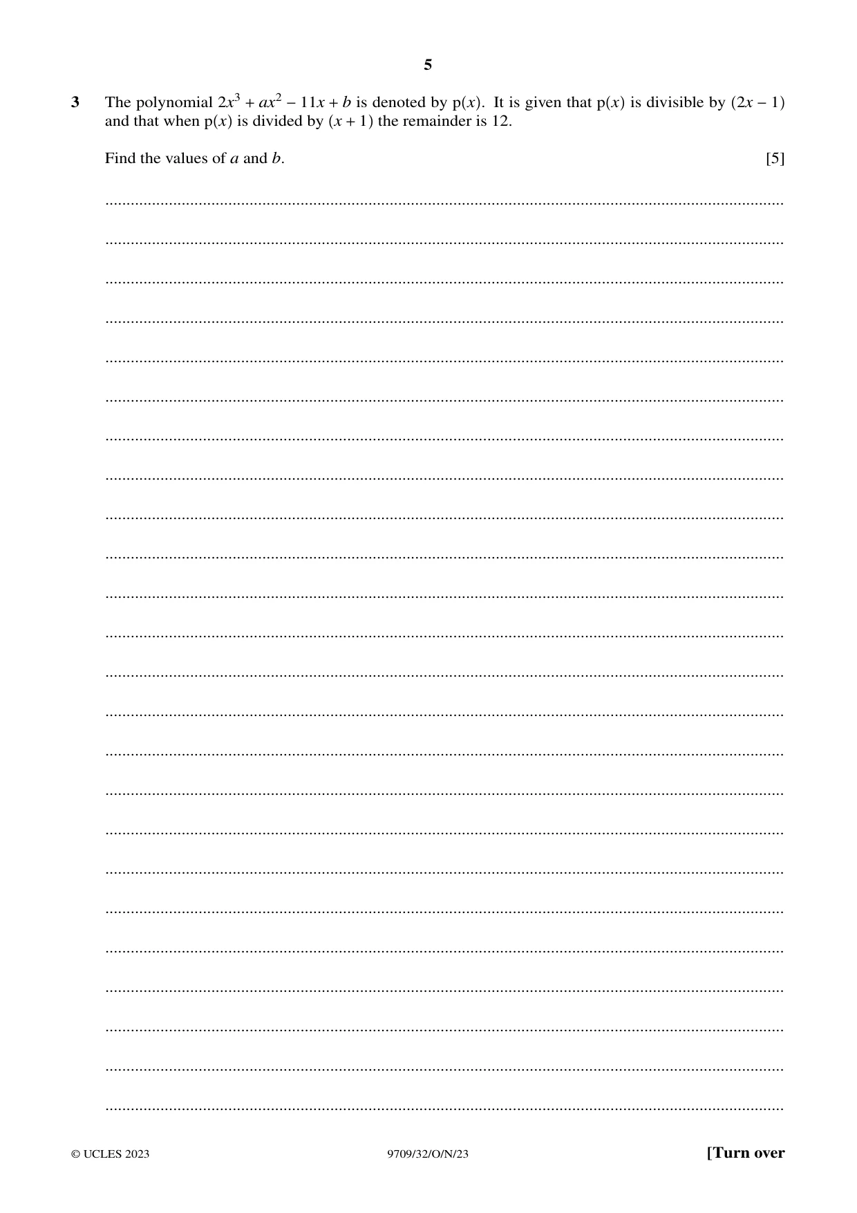 Cambridge A Level Mathematics 9709 2023 Oct/Nov Paper 3 · Variant 2 question paper, page 5 of 20