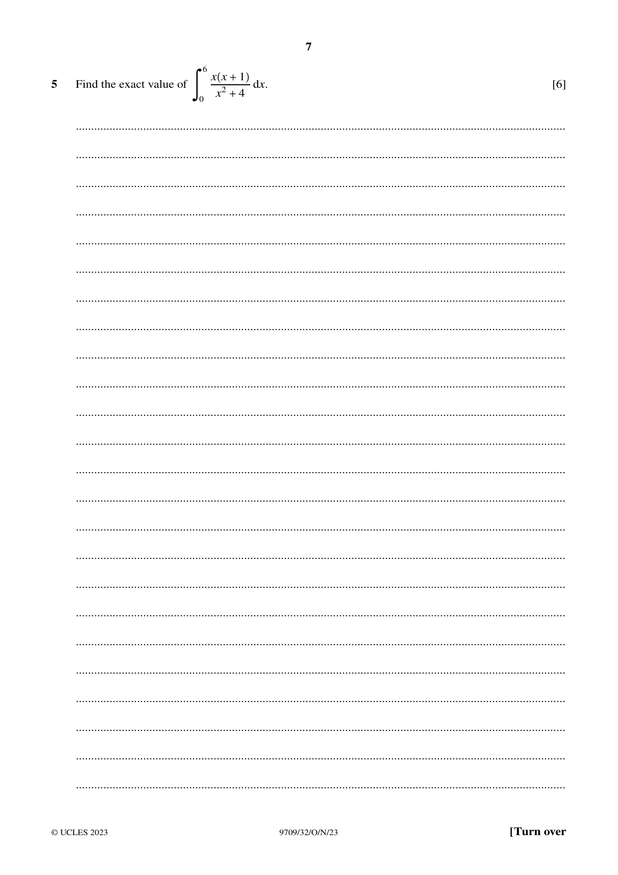 Cambridge A Level Mathematics 9709 2023 Oct/Nov Paper 3 · Variant 2 question paper, page 7 of 20