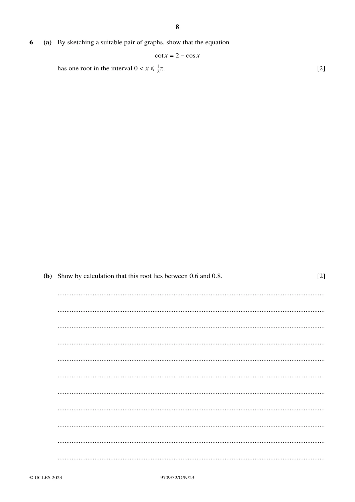 Cambridge A Level Mathematics 9709 2023 Oct/Nov Paper 3 · Variant 2 question paper, page 8 of 20