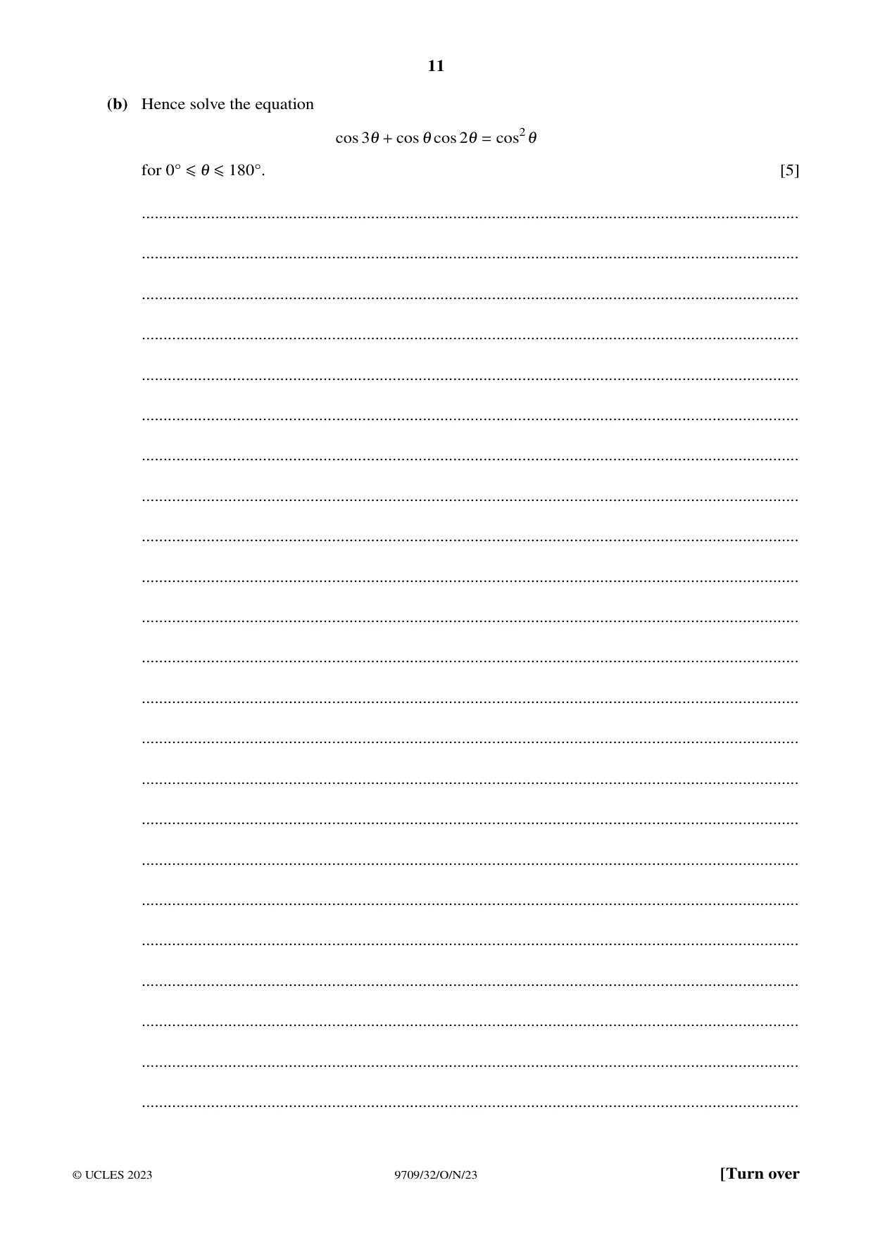 Cambridge A Level Mathematics 9709 2023 Oct/Nov Paper 3 · Variant 2 question paper, page 11 of 20
