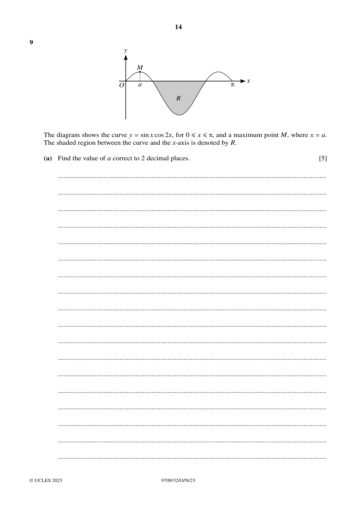 Cambridge A Level Mathematics 9709 2023 Oct/Nov Paper 3 · Variant 2 question paper, page 14 of 20