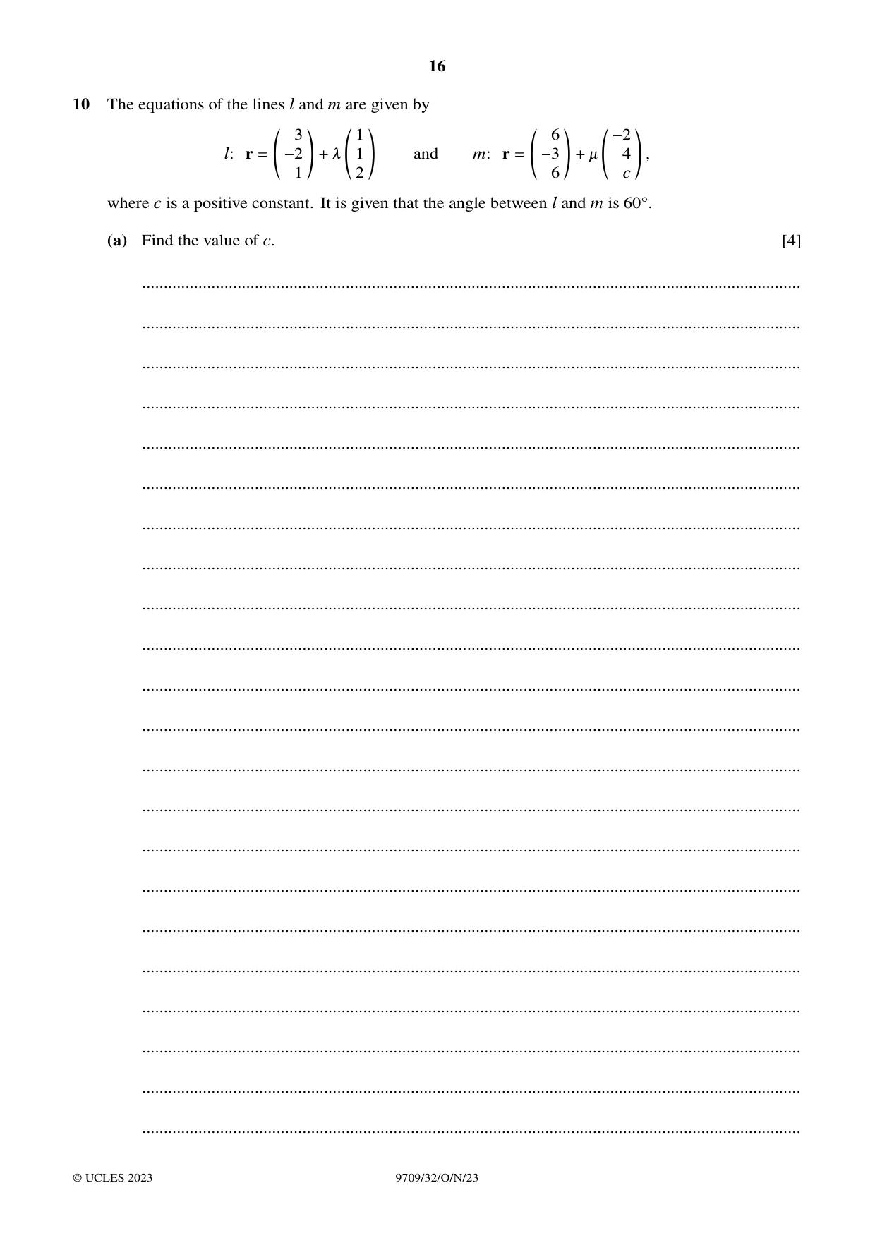 Cambridge A Level Mathematics 9709 2023 Oct/Nov Paper 3 · Variant 2 question paper, page 16 of 20