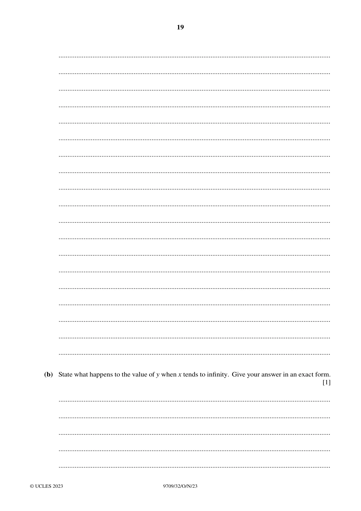 Cambridge A Level Mathematics 9709 2023 Oct/Nov Paper 3 · Variant 2 question paper, page 19 of 20
