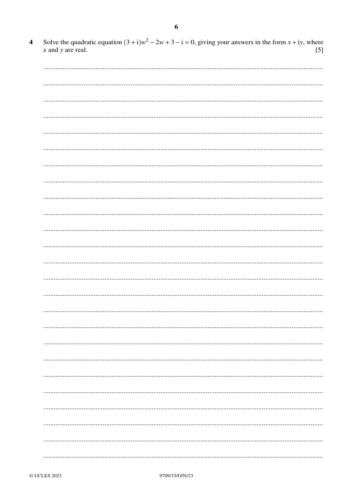 Cambridge A Level Mathematics 9709 2023 Oct/Nov Paper 3 · Variant 3 question paper, page 6 of 20
