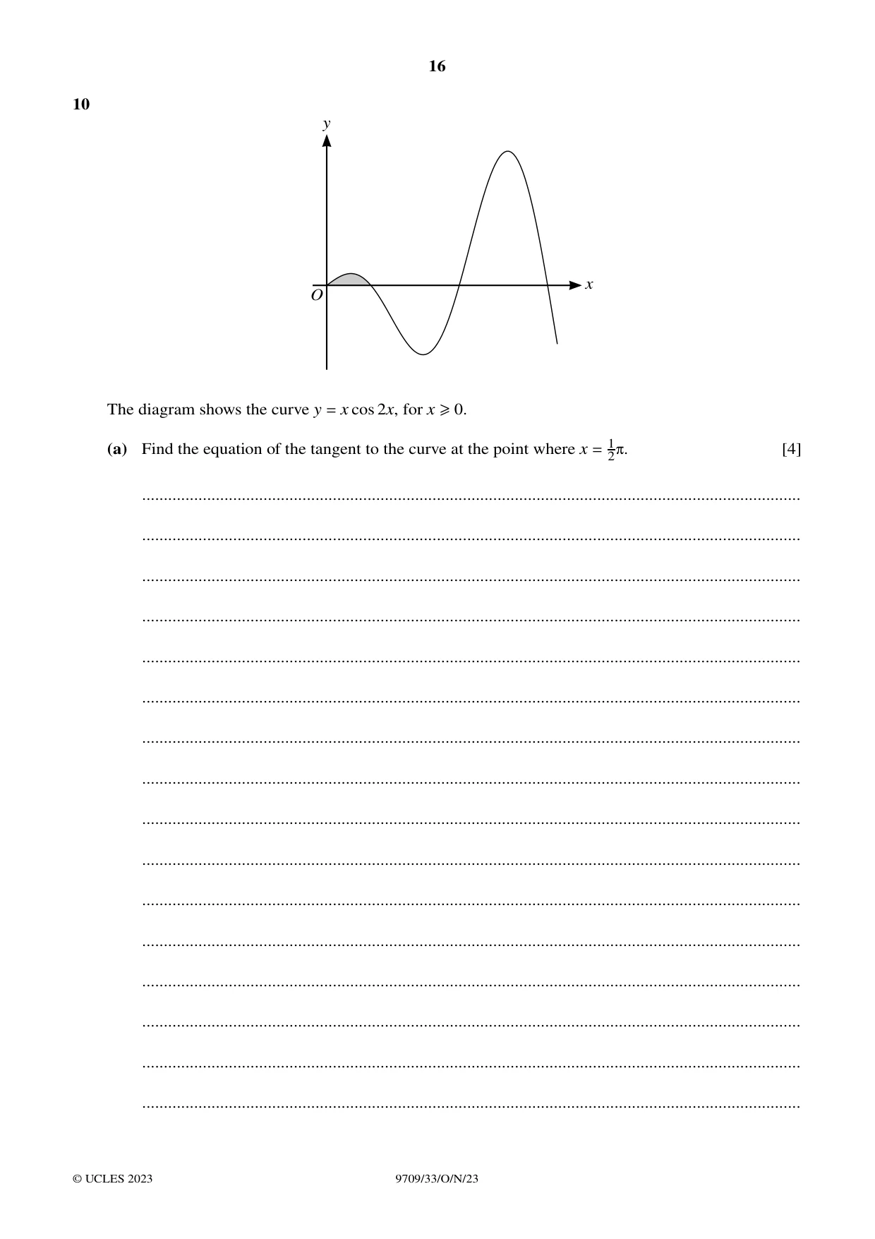 Cambridge A Level Mathematics 9709 2023 Oct/Nov Paper 3 · Variant 3 question paper, page 16 of 20