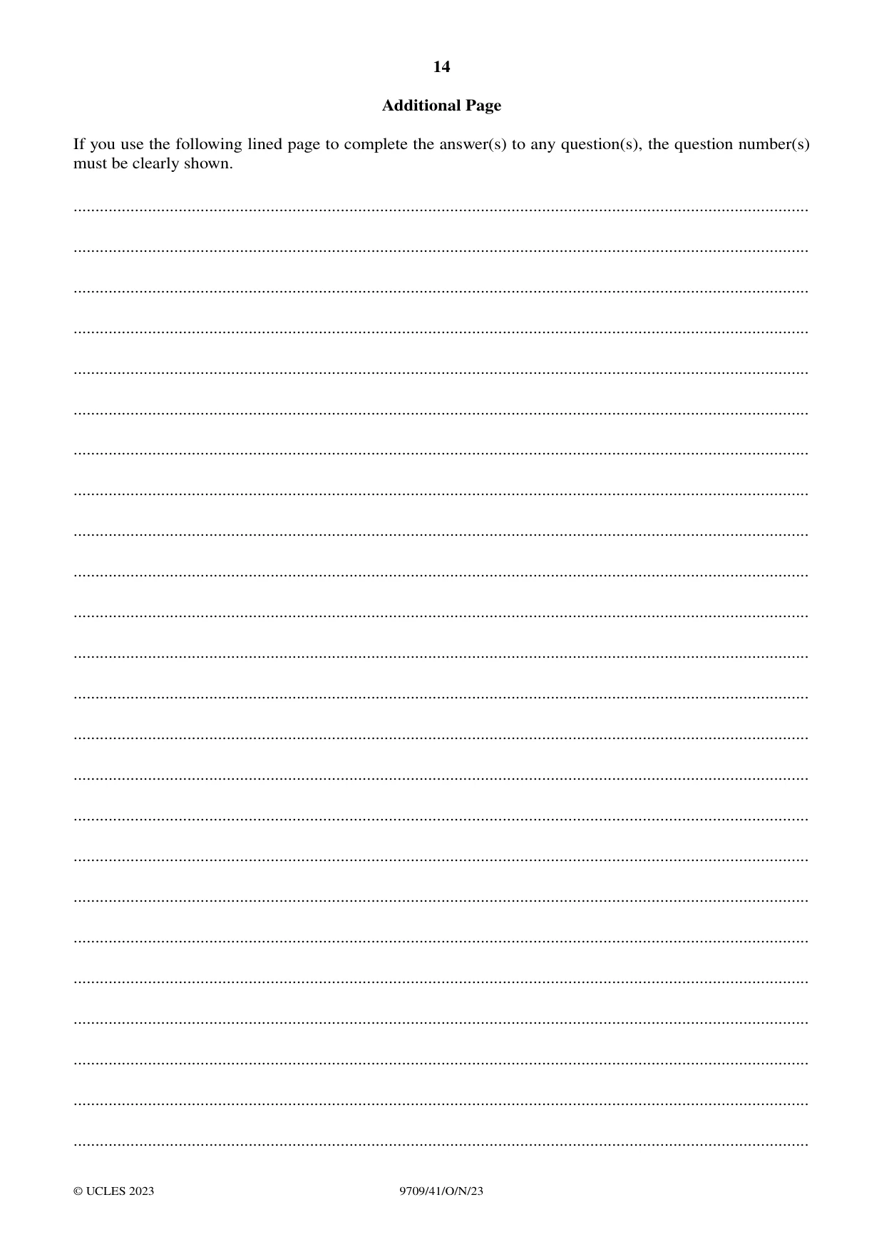 Cambridge A Level Mathematics 9709 2023 Oct/Nov Paper 4 · Variant 1 question paper, page 14 of 16