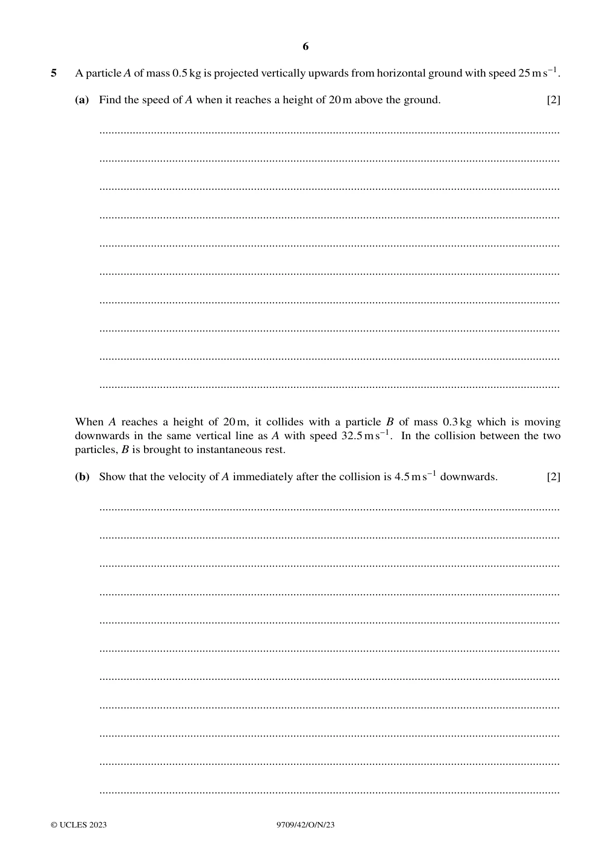 Cambridge A Level Mathematics 9709 2023 Oct/Nov Paper 4 · Variant 2 question paper, page 6 of 12