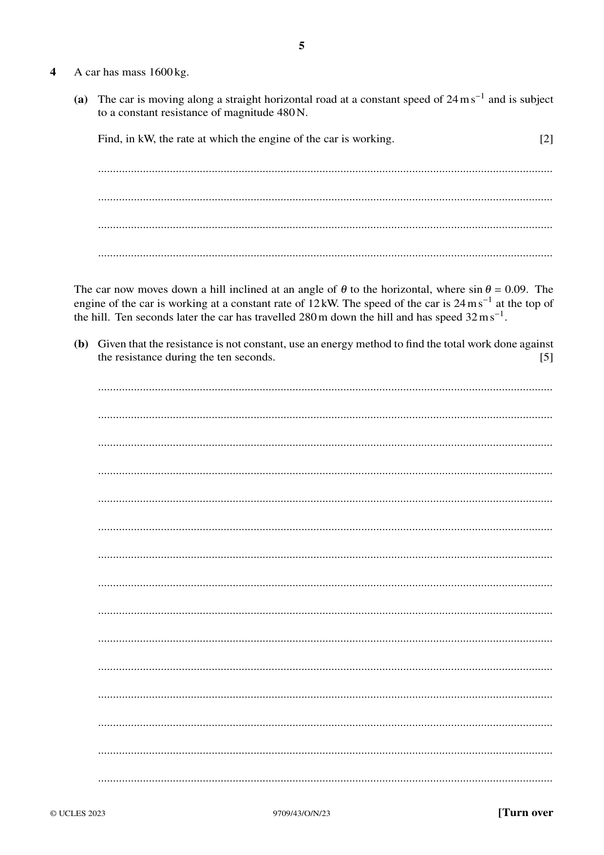 Cambridge A Level Mathematics 9709 2023 Oct/Nov Paper 4 · Variant 3 question paper, page 5 of 12
