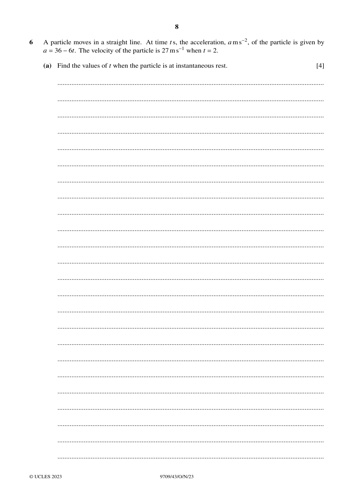Cambridge A Level Mathematics 9709 2023 Oct/Nov Paper 4 · Variant 3 question paper, page 8 of 12