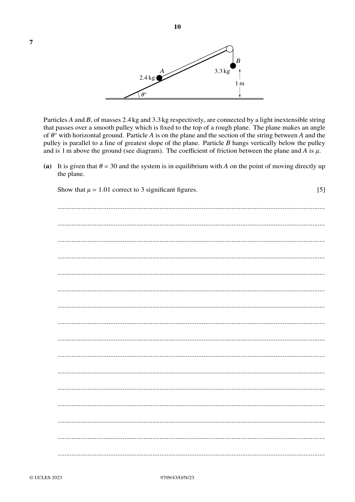 Cambridge A Level Mathematics 9709 2023 Oct/Nov Paper 4 · Variant 3 question paper, page 10 of 12