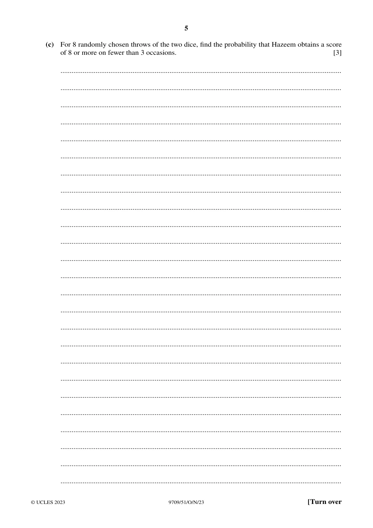 Cambridge A Level Mathematics 9709 2023 Oct/Nov Paper 5 · Variant 1 question paper, page 5 of 16