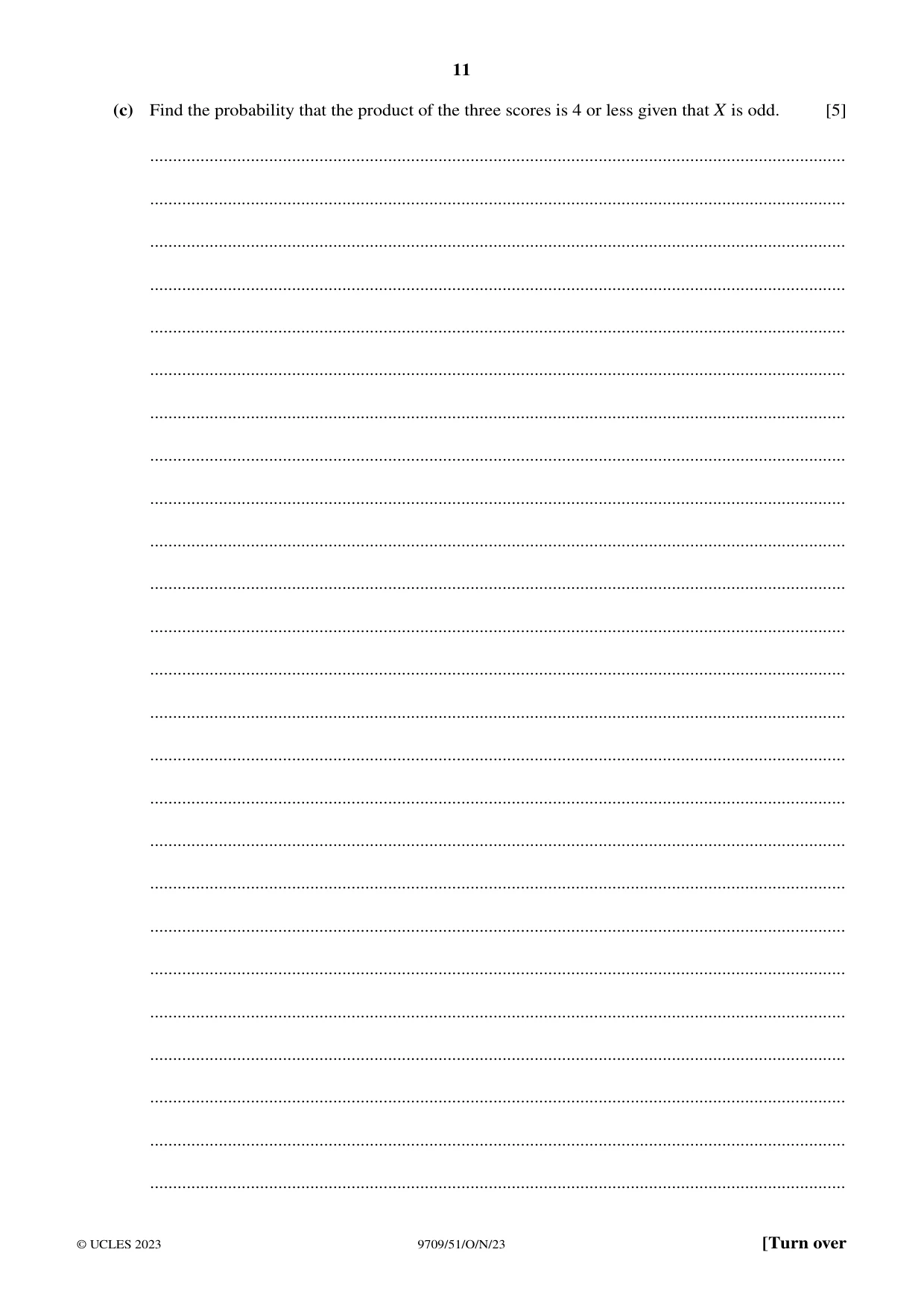 Cambridge A Level Mathematics 9709 2023 Oct/Nov Paper 5 · Variant 1 question paper, page 11 of 16